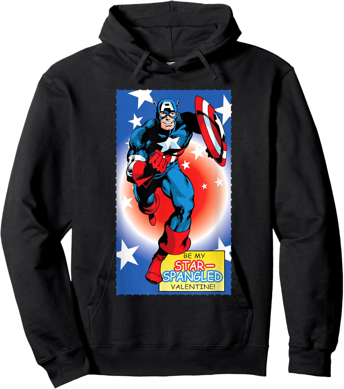 Marvel Retro '80s Valentine's Day Card Captain America Hoodie - Hoodie | Black