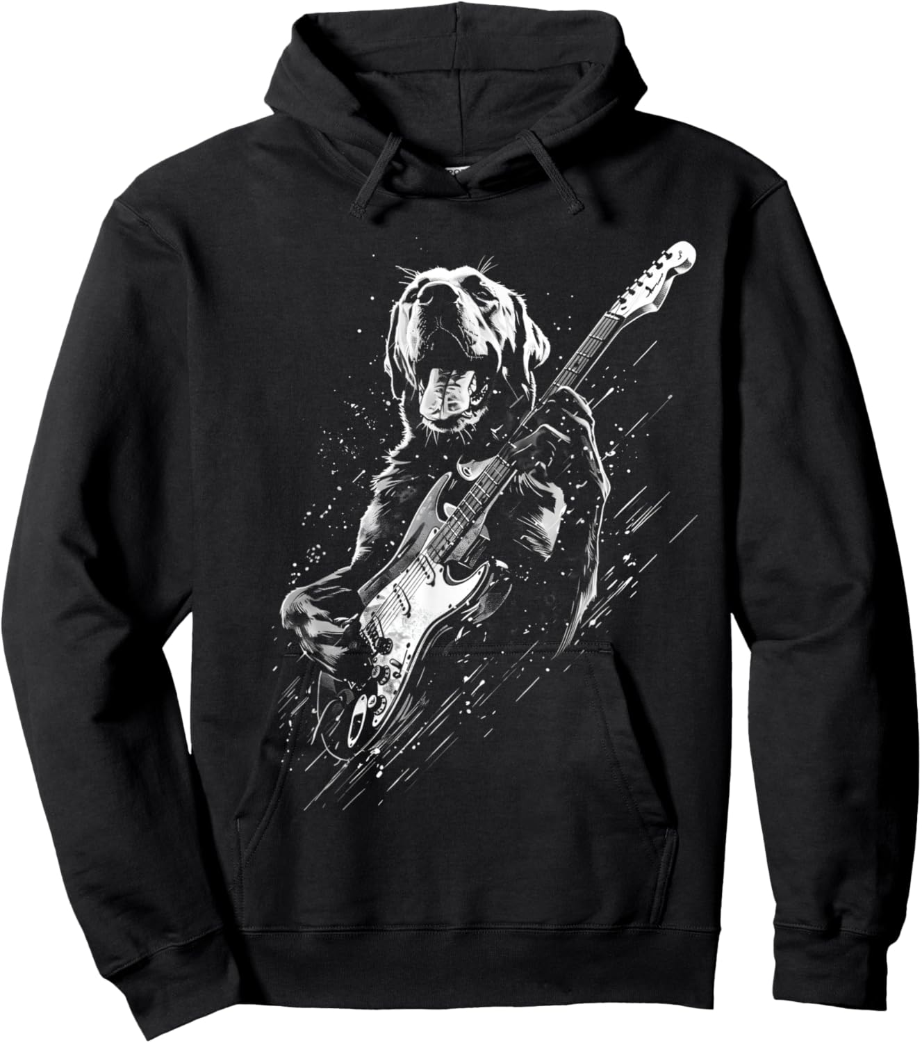 Labrador Retriever Dog Playing Electric Guitar Rock Dog Dad Hoodie - Hoodie | Black