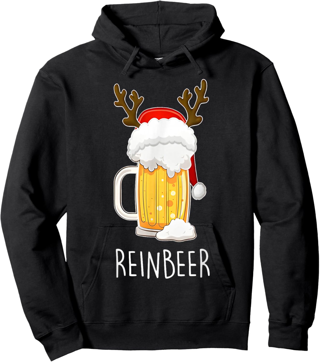Funny ReinBeer WineDeer Beer Wine Matching Couples Christmas Hoodie - Hoodie | Black