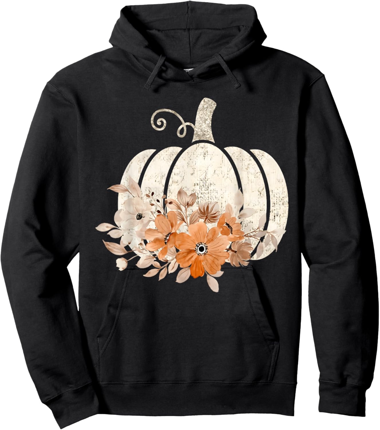 Fall Shirt Women Vintage Pumpkin Autumn Graphic Thanksgiving Hoodie - Hoodie | Black