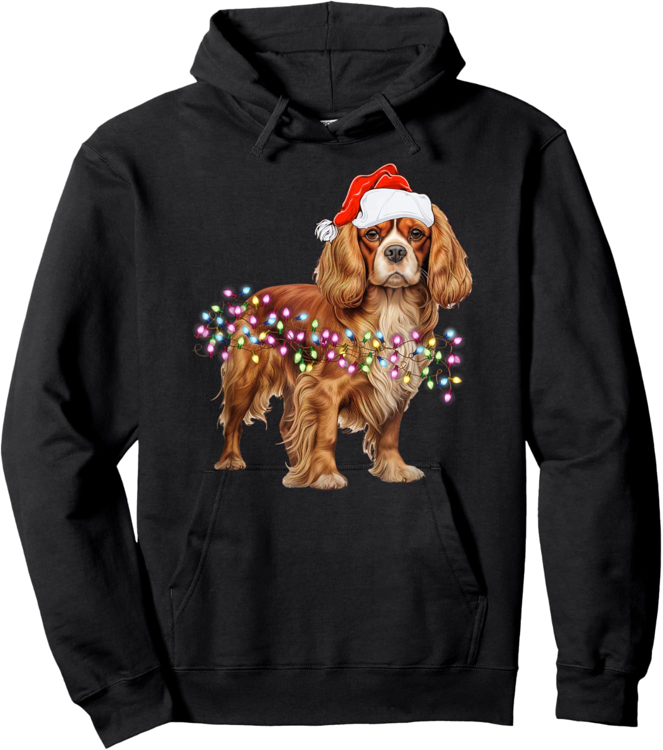 Christmas Lights Cavalier King Charles Spaniel dog Cute Hoodie - Hoodie | Black