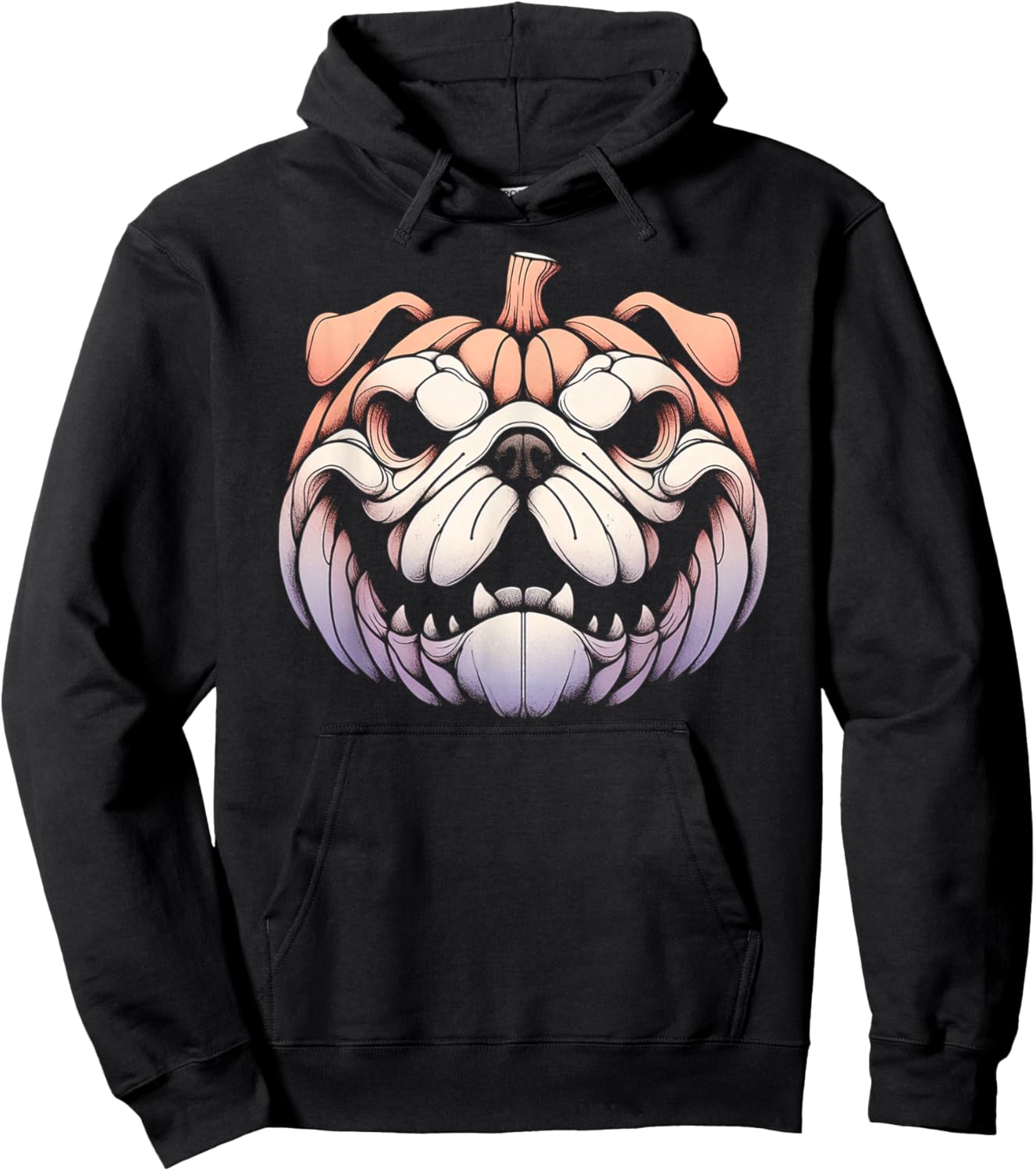 Spooky English Bulldog Jack O Lantern Halloween Pumpkin Cute Men Women Kids Hoodie - Hoodie | Black
