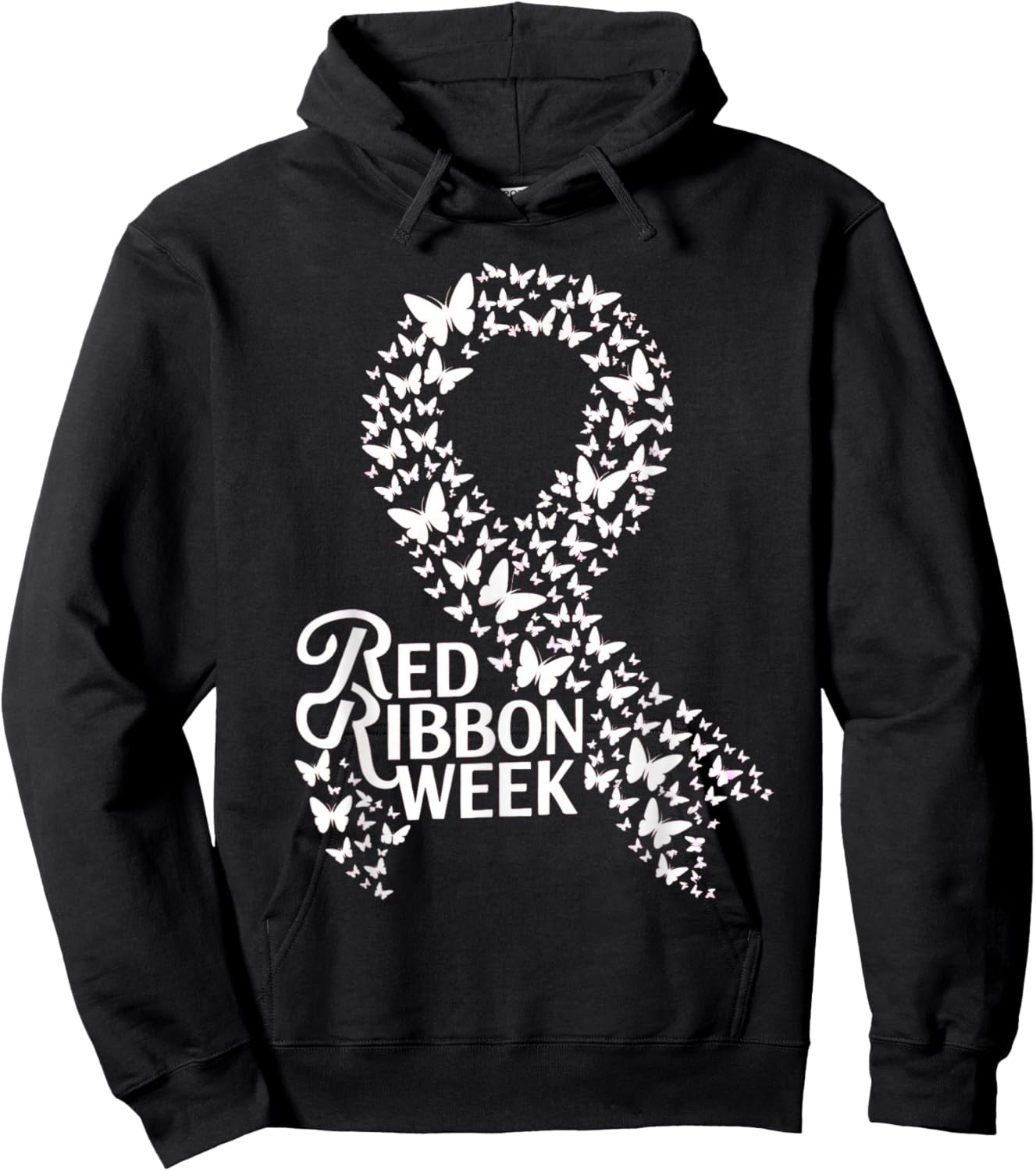 Red Ribbon Week 2025 HOPE LOVE SUPPORT Red Ribbon Week Hoodie - Hoodie | Black