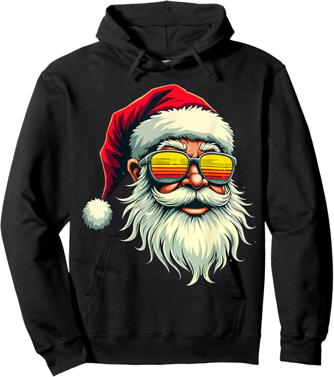 Santa Face Retro Sunglasses Christmas Xmas Men Women Kids Hoodie - Hoodie | Black