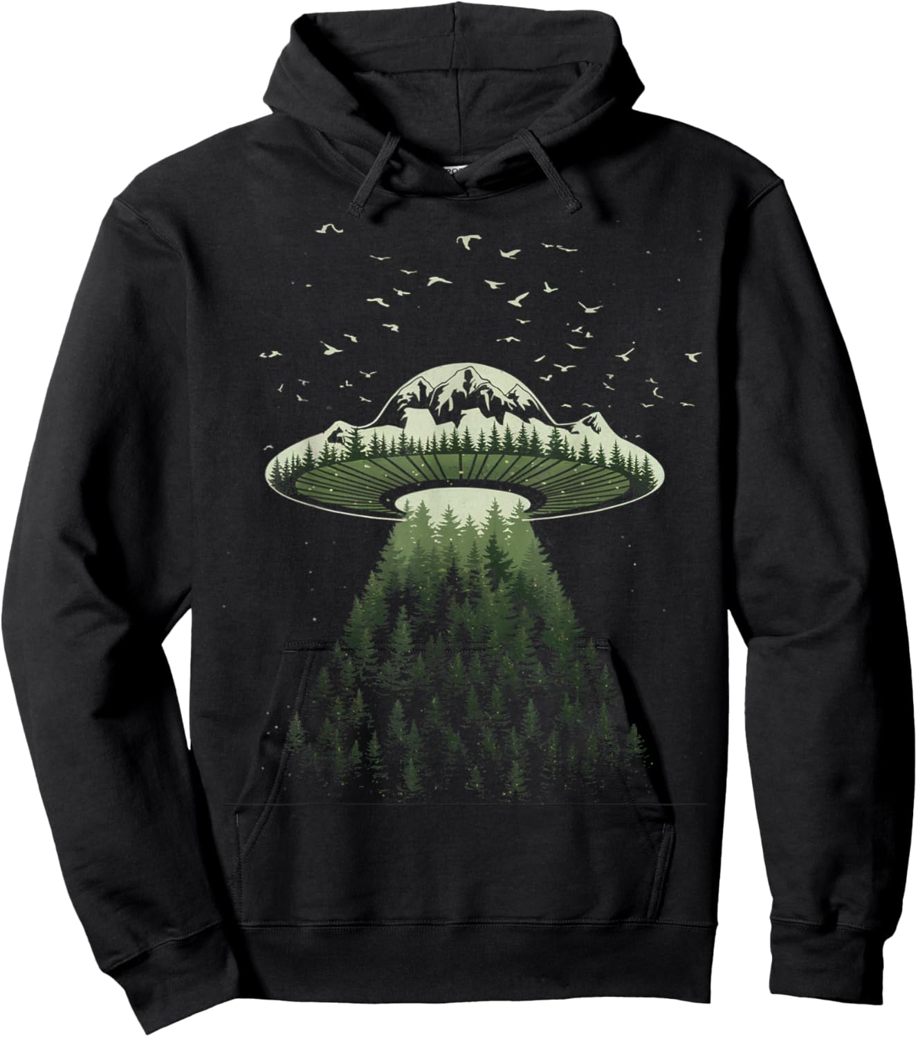 Vintage Alien Space Ship Earth Design UFO Black Hoodie - Hoodie | Black