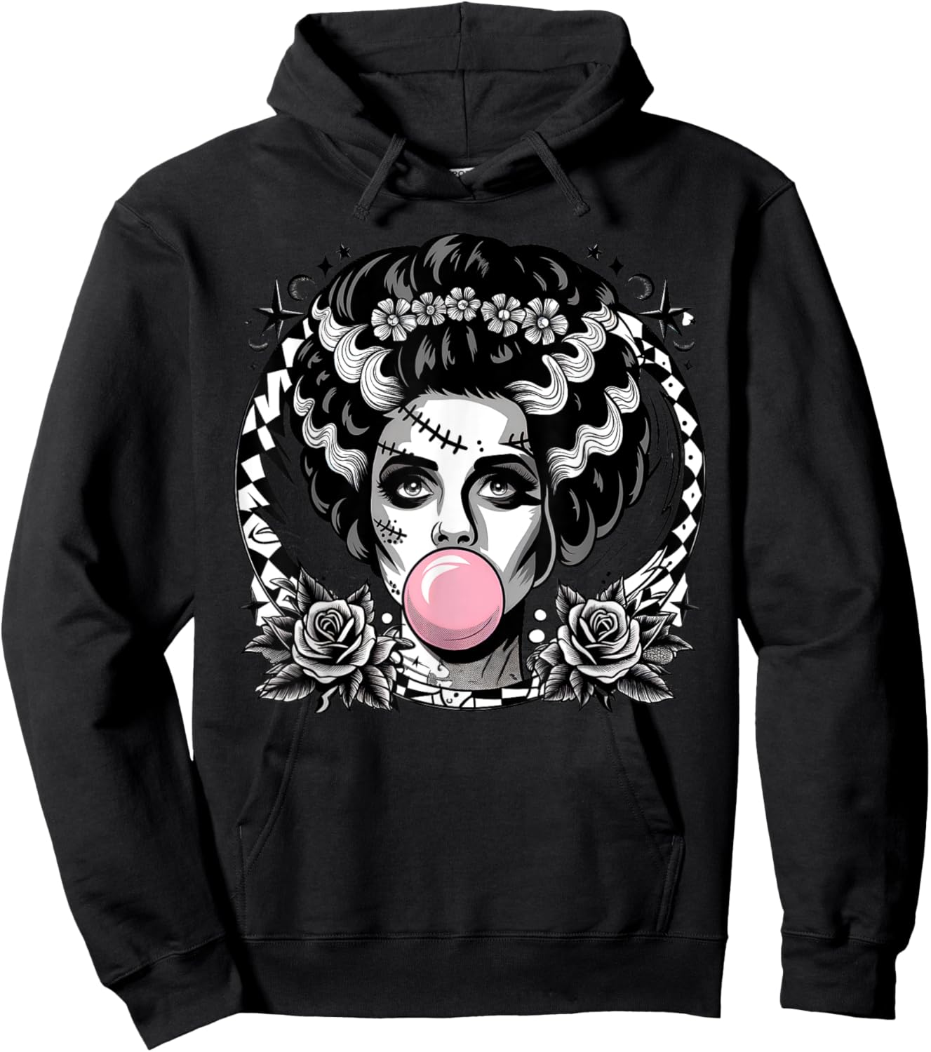 Frankenstein Monster And Bride Bubble Gum Funny Halloween Hoodie - Hoodie | Black