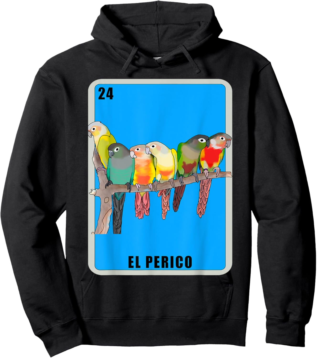 El Perico Card Parakeet Mexican Lottery Card Hoodie - Hoodie | Black