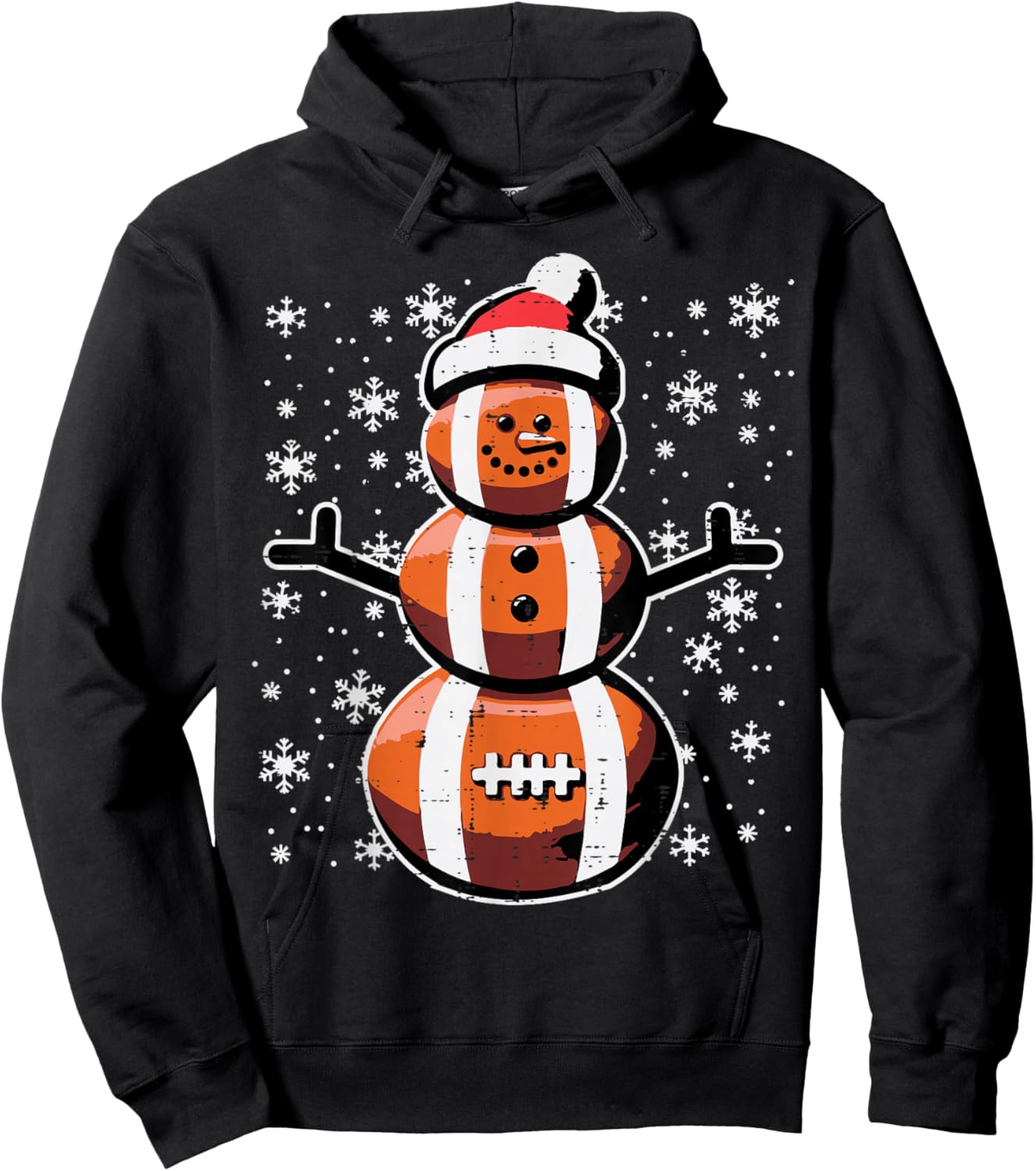 Christmas American Football Snowman Xmas Boys Kids Men Youth Hoodie - Hoodie | Black