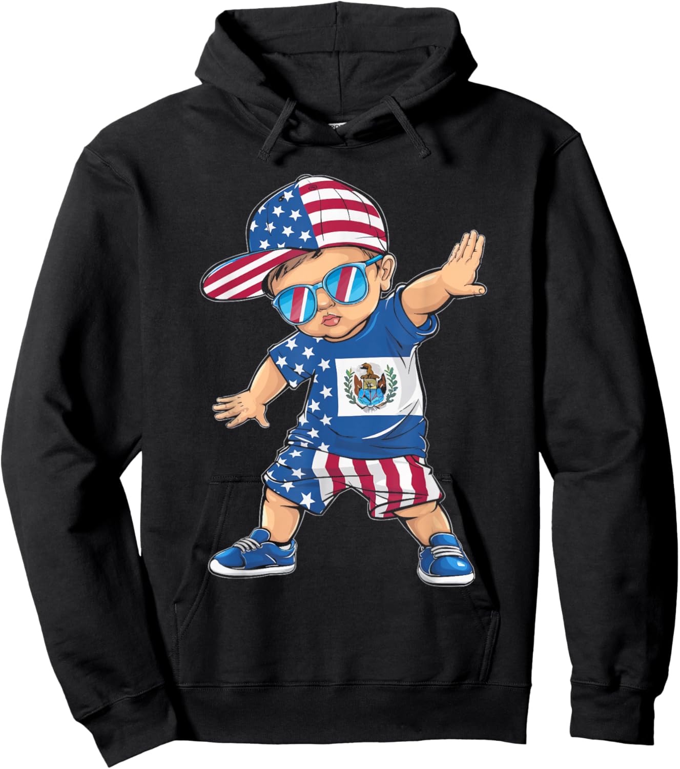 Half American Half Salvadorian USA Flag El Salvador America Hoodie - Hoodie | Black