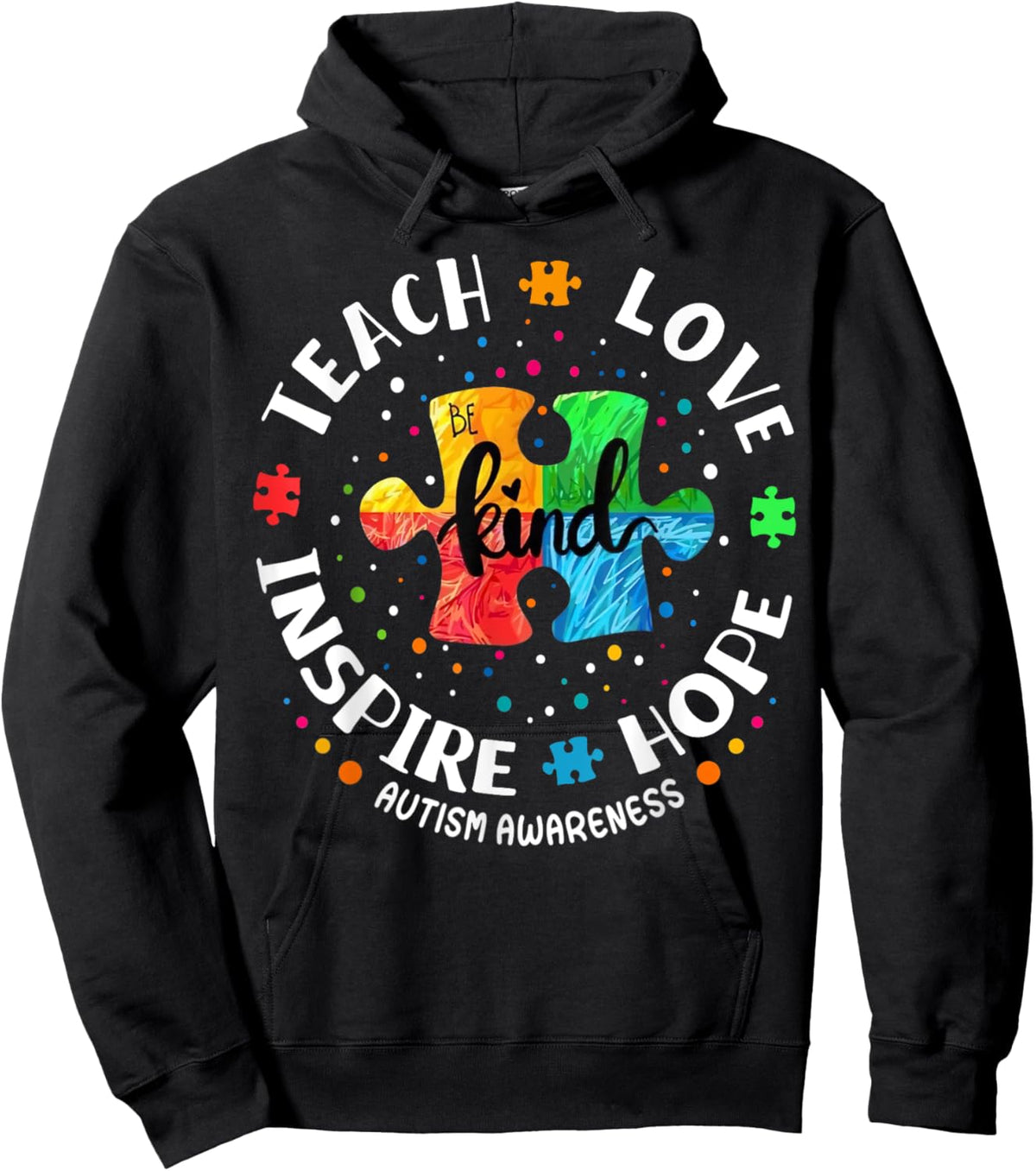Autism Awareness Teacher Shirt Teach Hope Love Inspire Hoodie - Hoodie | Black
