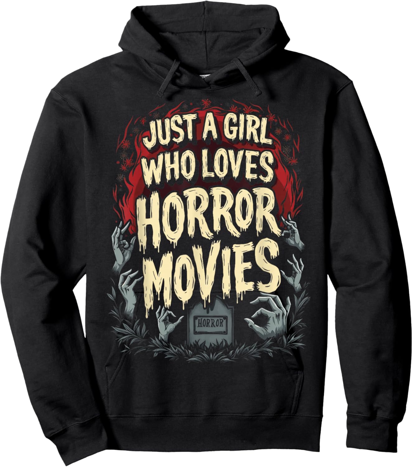 Horror Fan Just A Girl Who Loves Horror Movies Spooky Vibes Hoodie - Hoodie | Black