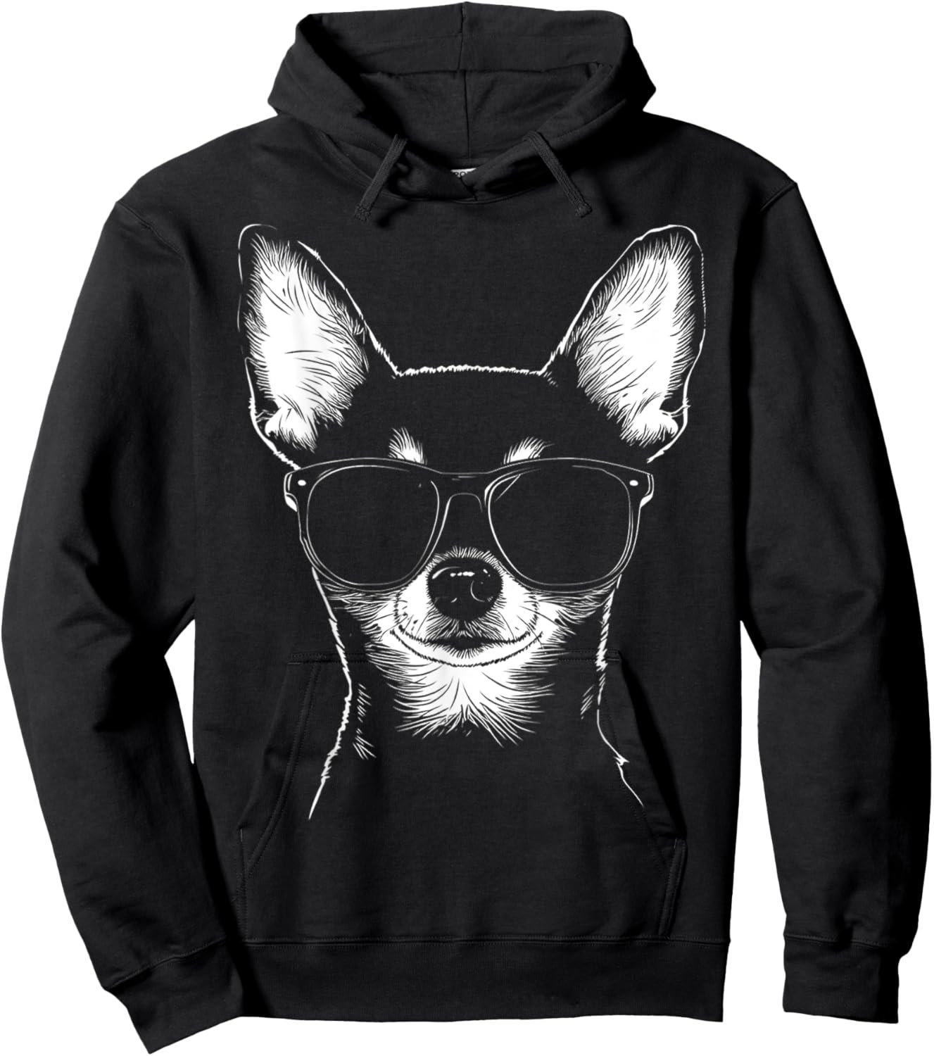 Chihuahua Dog Graphic Pet Artwork Sunglasses Chihuahua Hoodie - Hoodie | Black