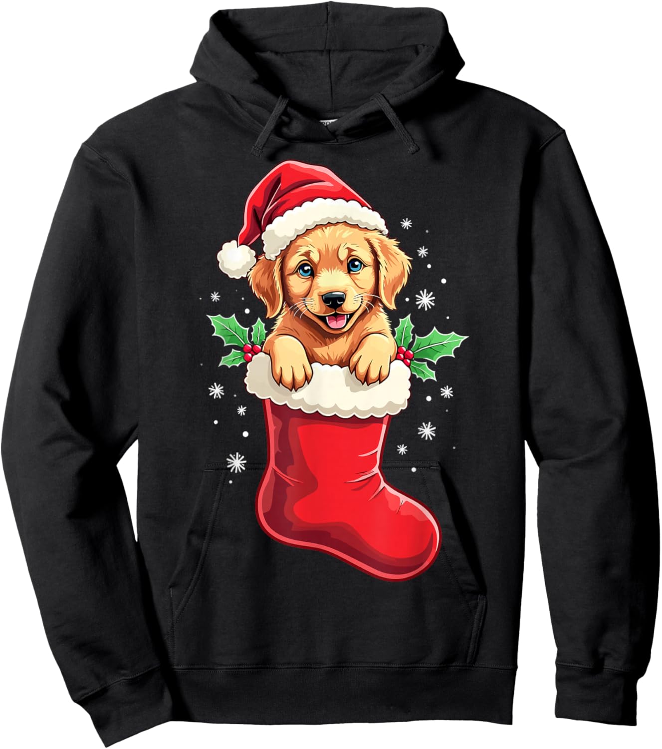 Golden Retriever Christmas Stocking Puppy Dog Lover Holiday Hoodie - Hoodie | Black