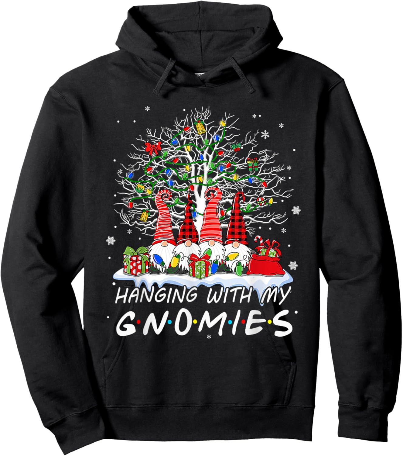 Funny Christmas Gnome Hanging With My Gnomies Xmas Men Women Hoodie - Hoodie | Black