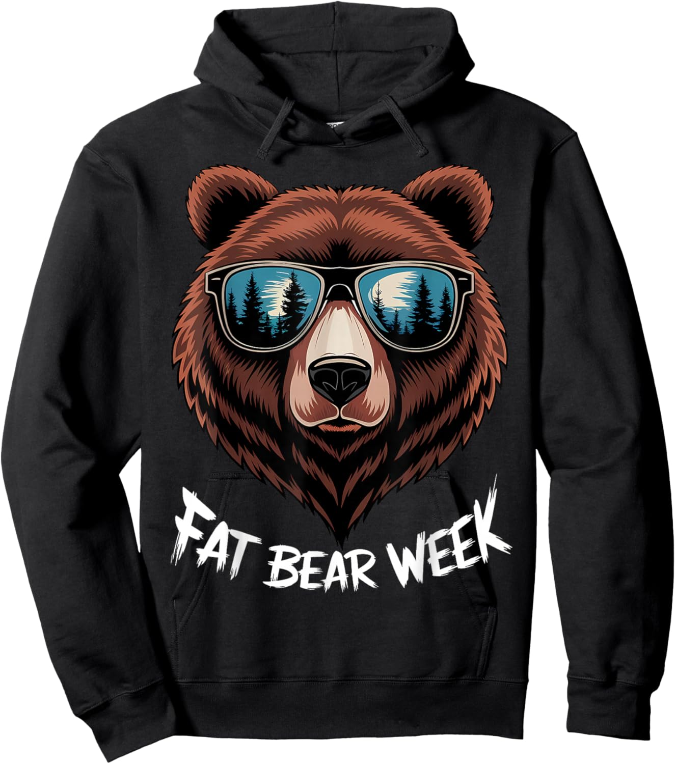 Fat Bear Week Retro Bear Sunglasses Nature Lovers Hoodie - Hoodie | Black