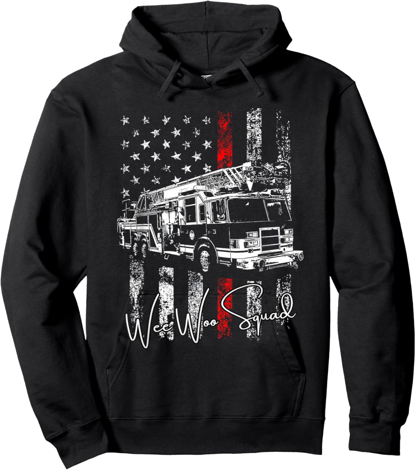 Wee Woo Squad Fire Truck Firefighter Funny Fireman Hoodie - Hoodie | Black