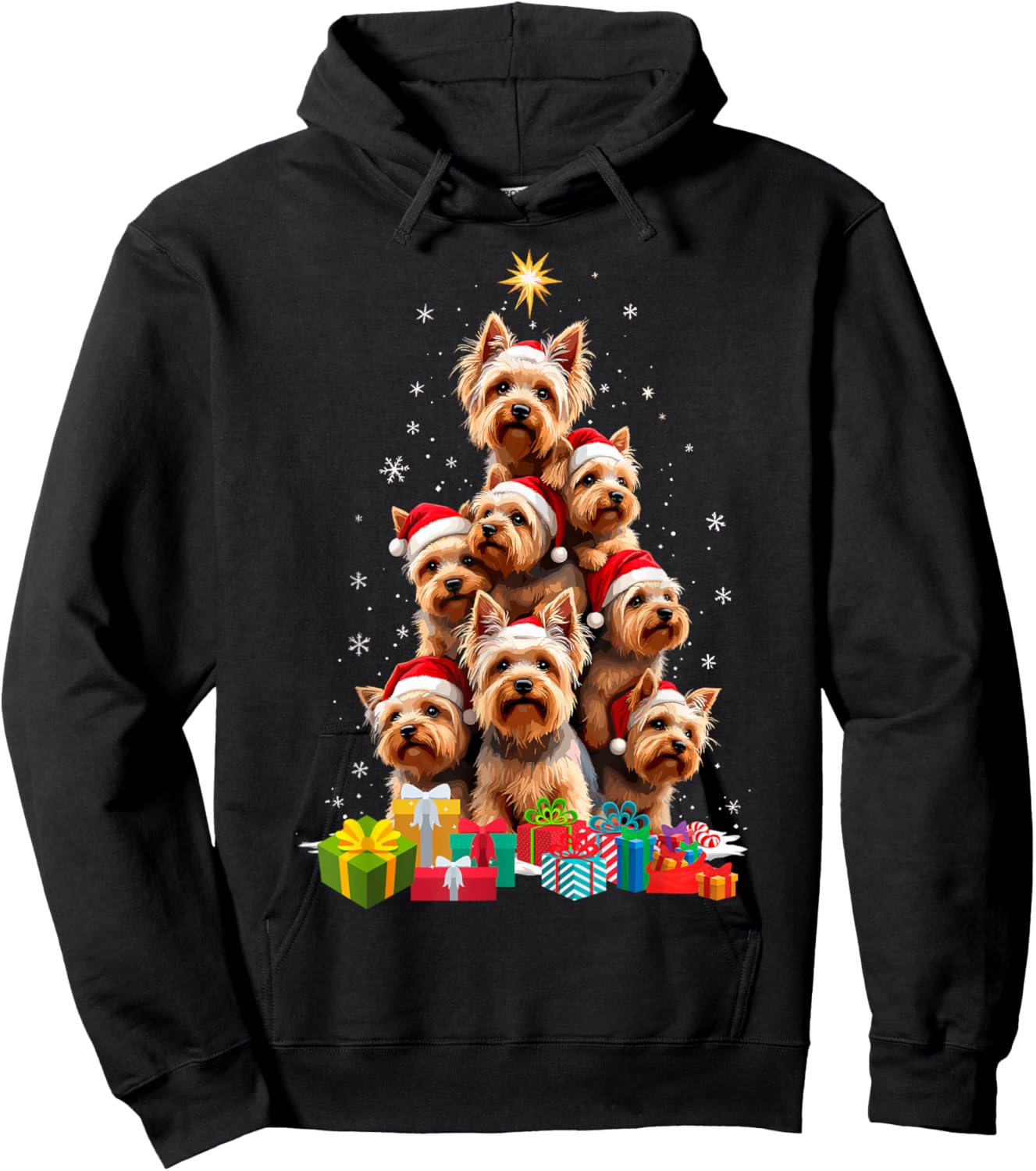 Funny Yorkshire Terrier Yorkie Christmas Tree Xmas Dog Lover Hoodie - Hoodie | Black