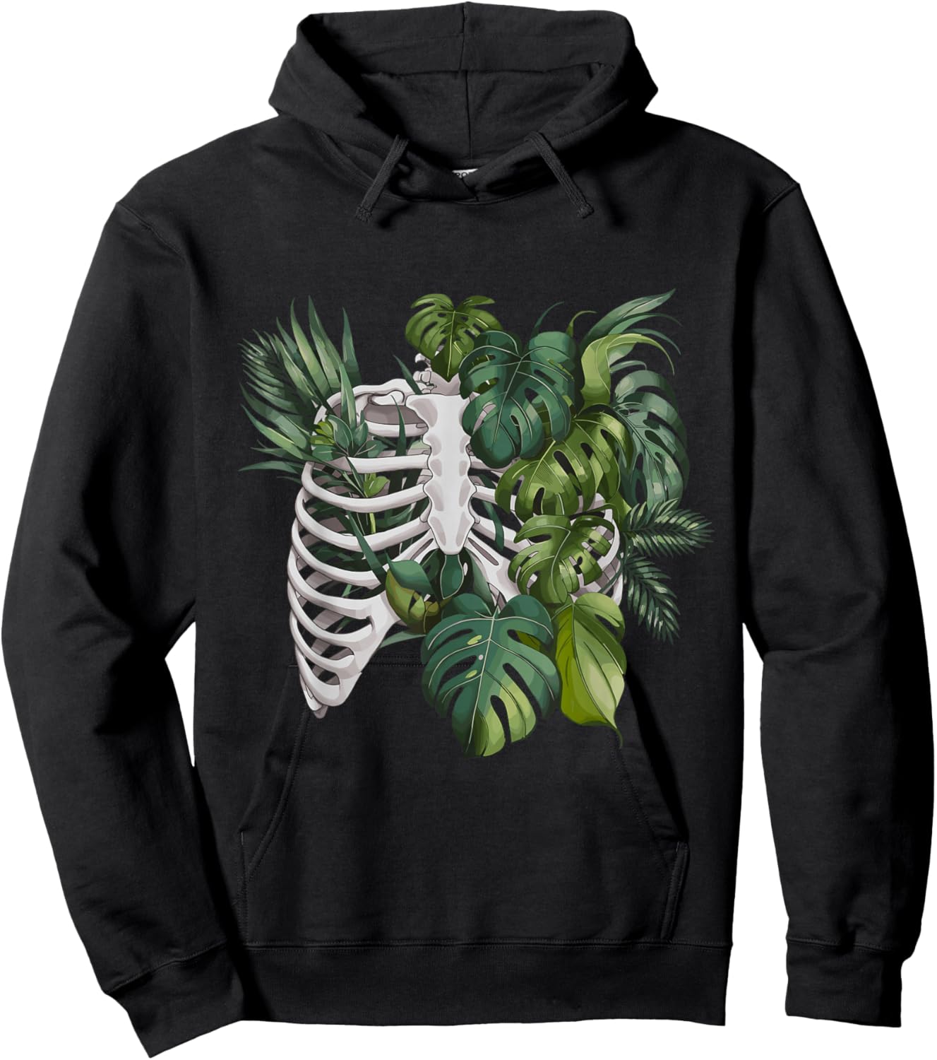 Skeleton Monstera Plant Body Gardener Tropical Leaves Lover Hoodie - Hoodie | Black