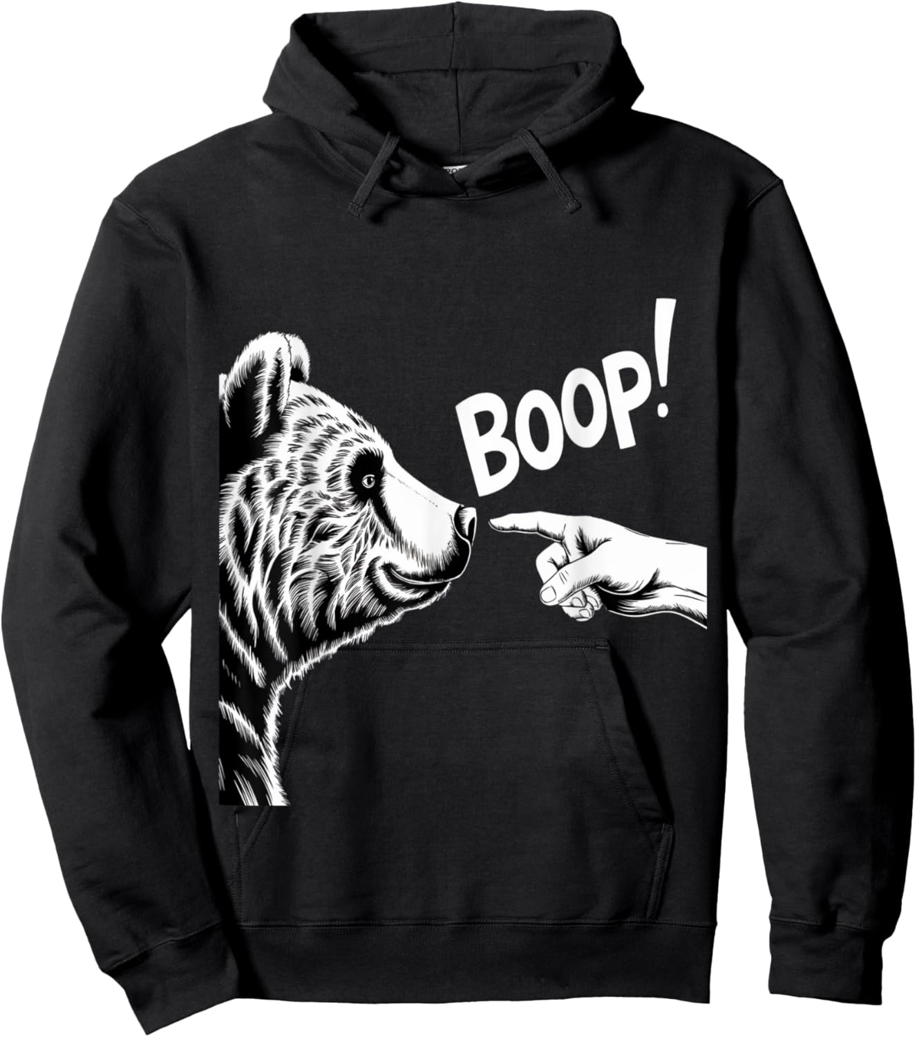 Funny Bear Boop Finger Nose Design Hoodie - Hoodie | Black