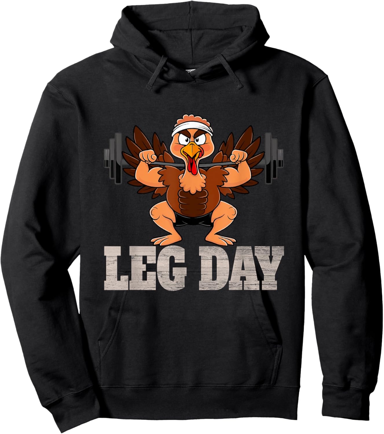 Funny Thanksgiving Leg Day Turkey Squat Workout Weightliftin Hoodie - Hoodie | Black