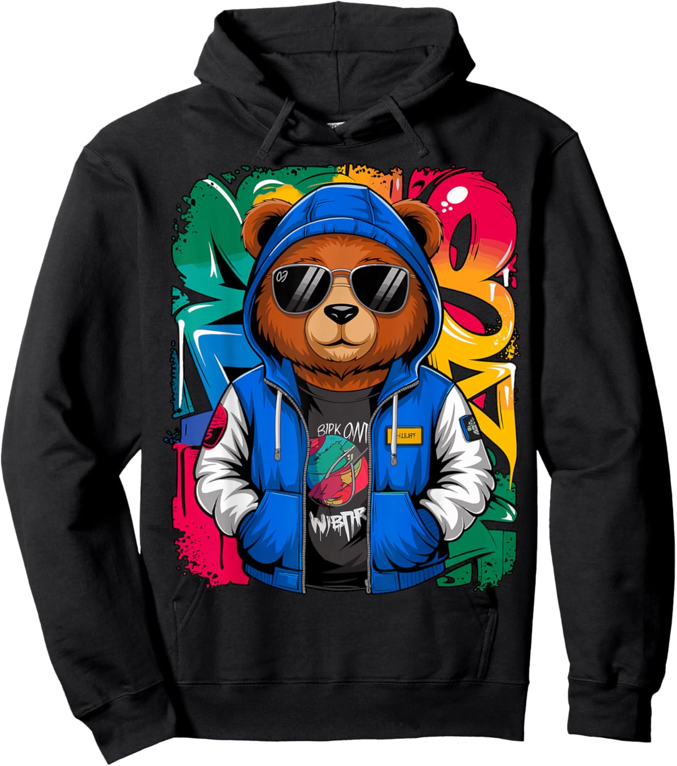 Hip Hop Teddy Bear with Sunglasses Rap Music Hoodie - Hoodie | Black