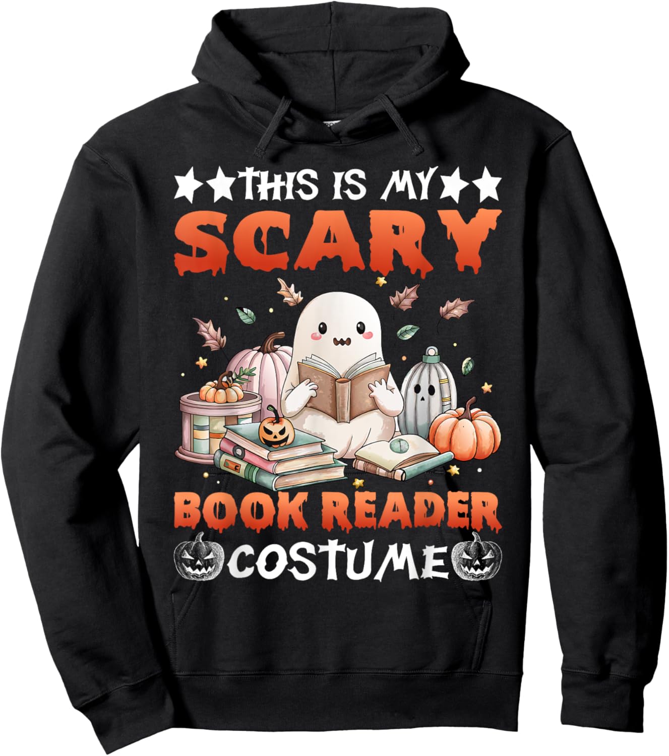 This Is My Scary Book Reader Costume Spooky Ghost Reading Hoodie - Hoodie | Black
