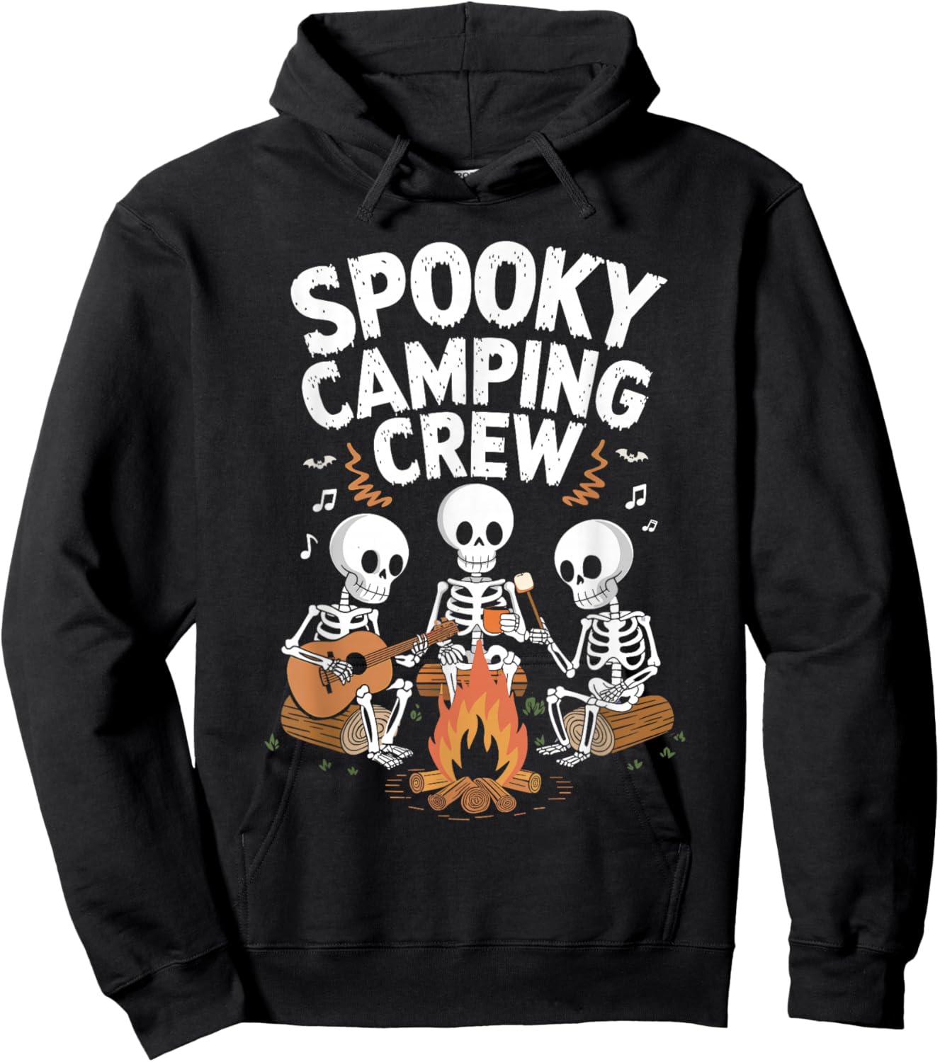 Funny Spooky Camping Crew Halloween Skeleton Camper Campfire Hoodie - Hoodie | Black