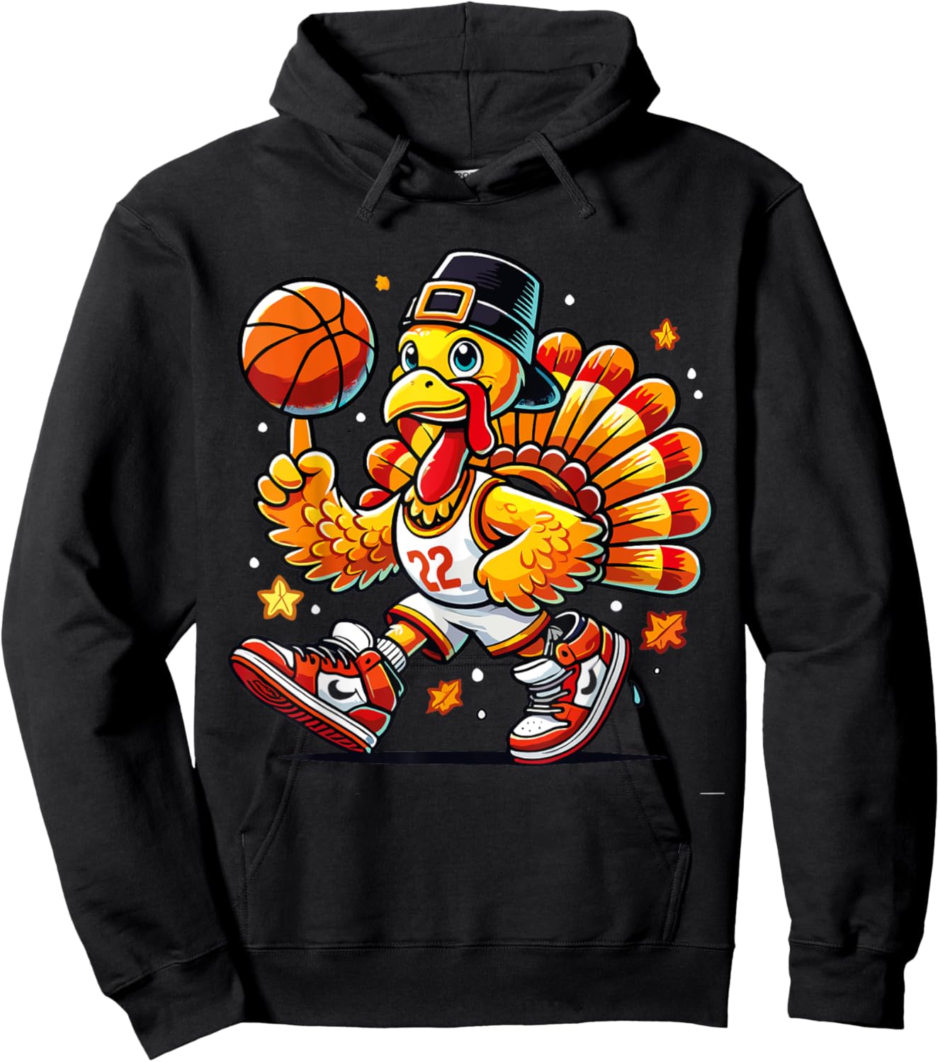 Autumn Pumpkin Fall Basketball Thanksgiving Kids Hoodie - Hoodie | Black