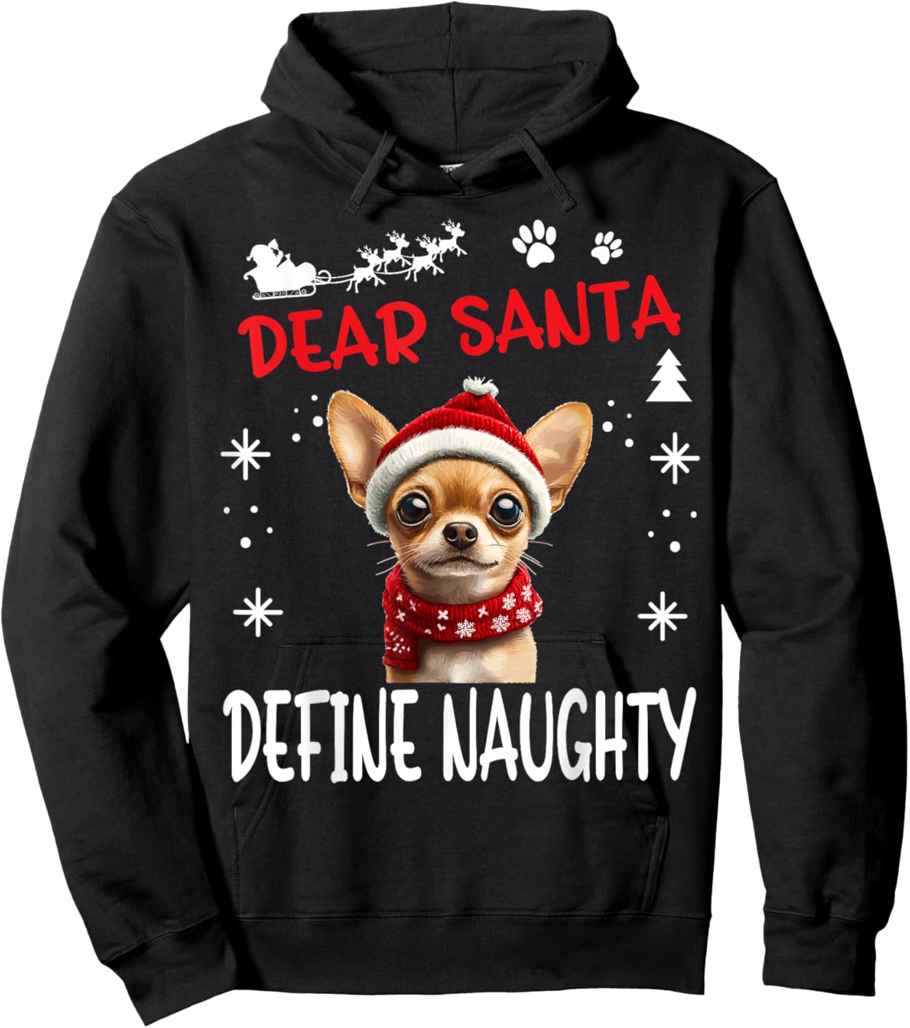 Cute Chihuahua Chiwawa dog Dog Christmas Dear Santa Define Hoodie - Hoodie | Black