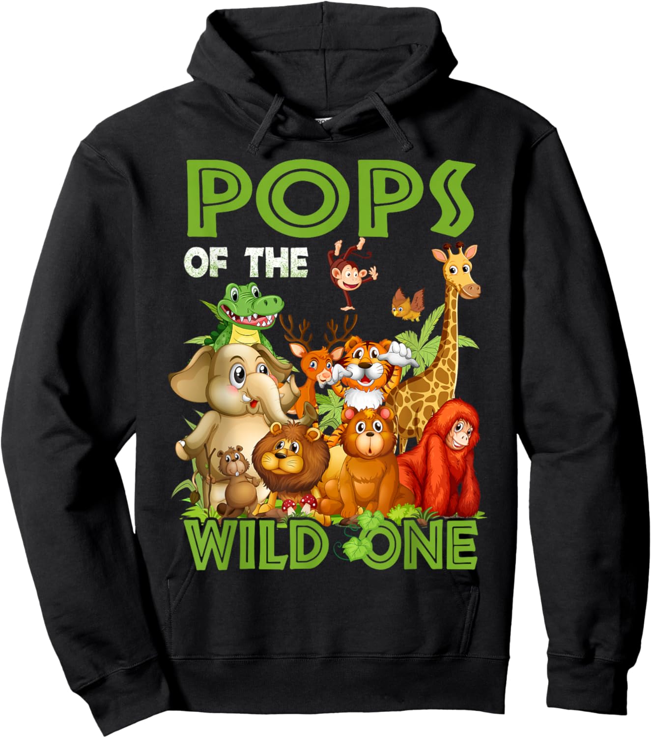 Pops Of The Wild One Birthday Animal Safari Jungle Hoodie - Hoodie | Black