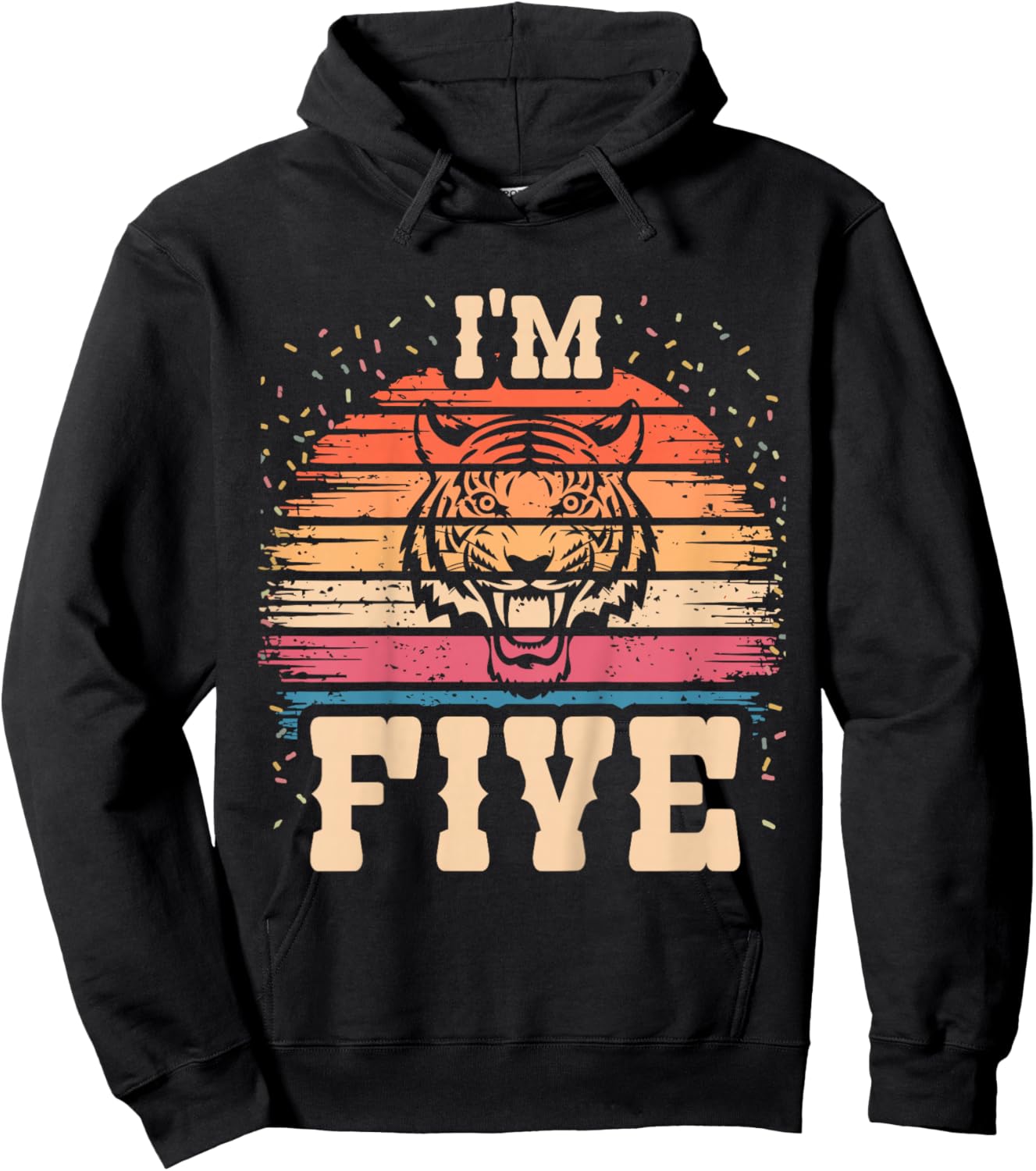 Kids Tiger 5 Year Old Birthday Boy Girl 5th Tiger Birthday Hoodie - Hoodie | Black