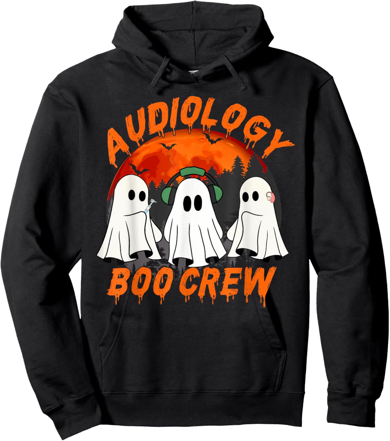 Audiologist Halloween Ghosts Audiology Boo Crew Hoodie - Hoodie | Black