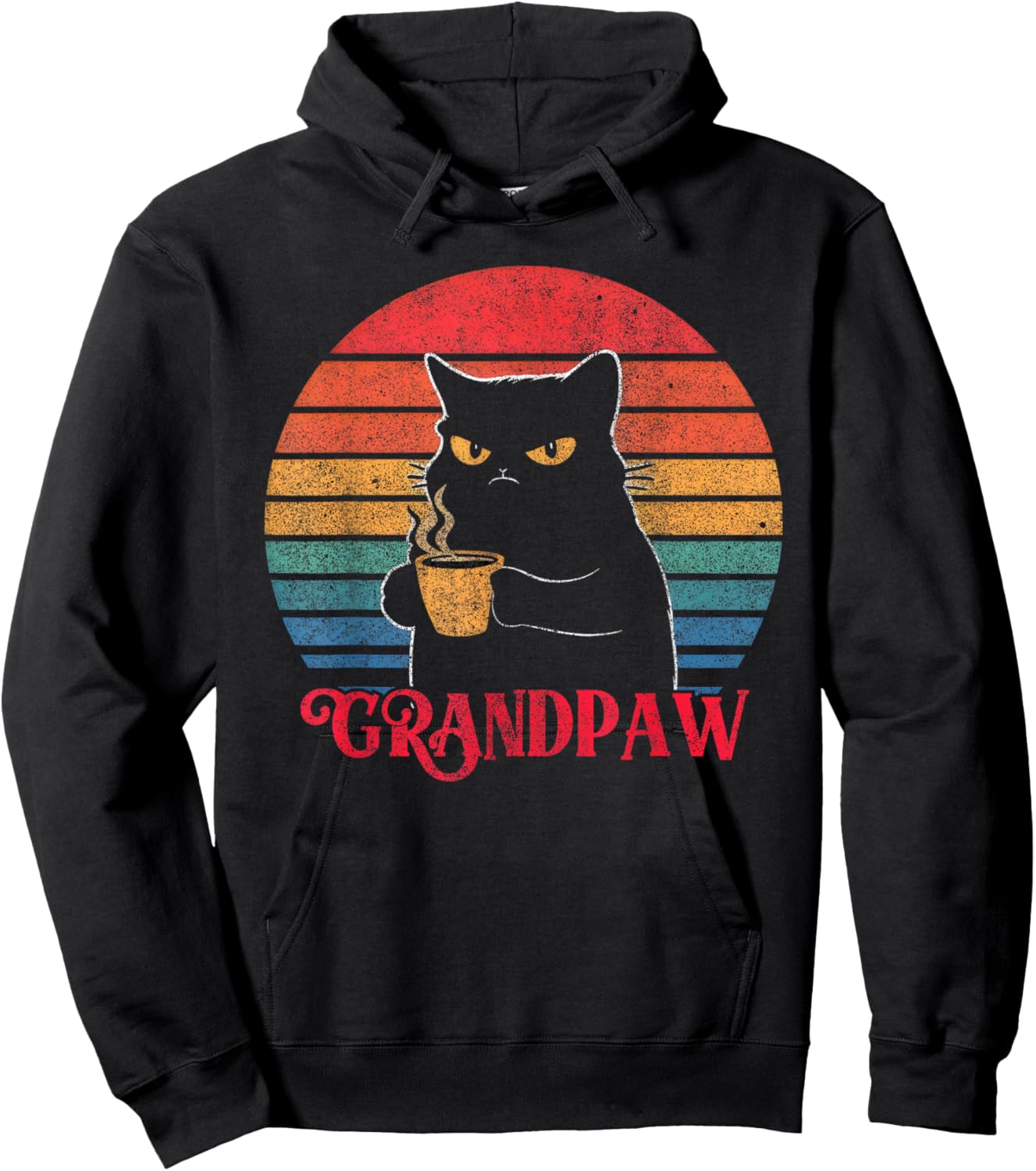 Retro Grandpaw Funny Sarcastic Cat Lover Quote Grandpa Hoodie - Hoodie | Black