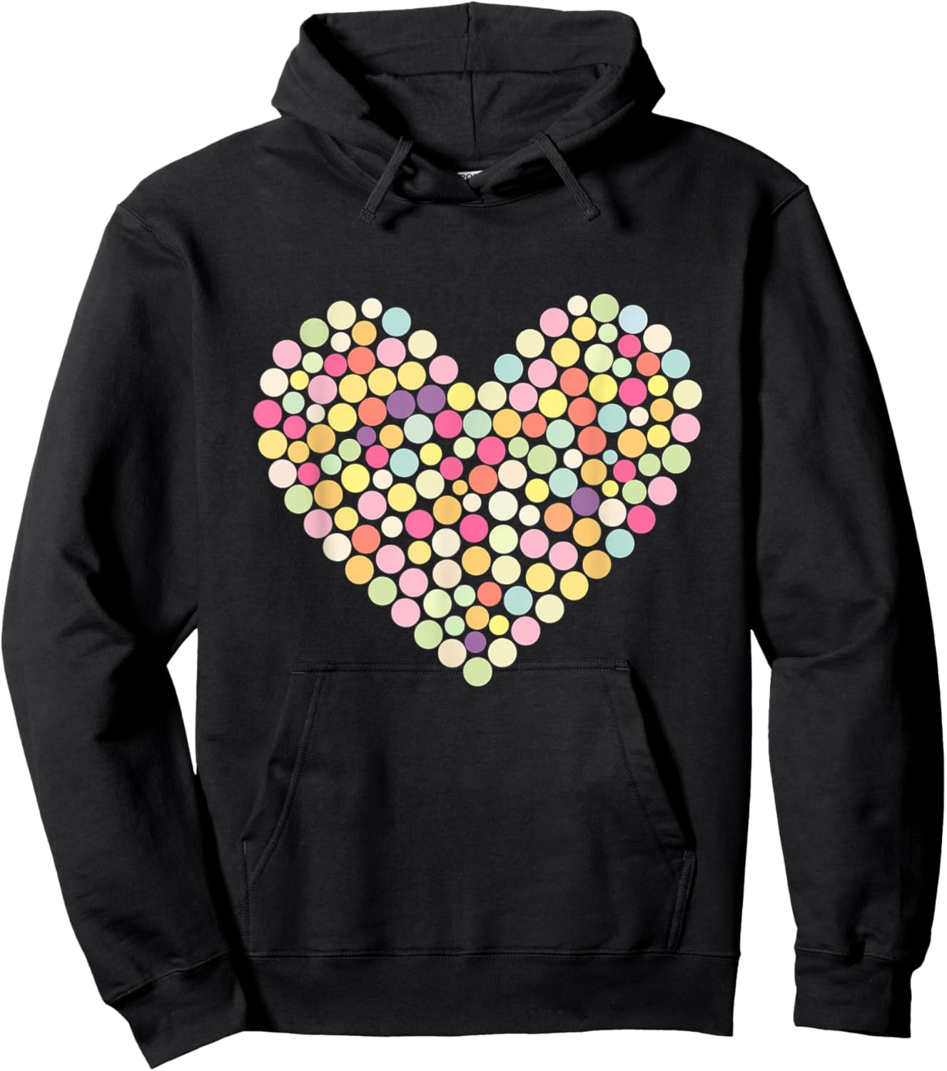 Colorful Heart Pastel Color Polka Dot Tops Hoodie - Hoodie | Black