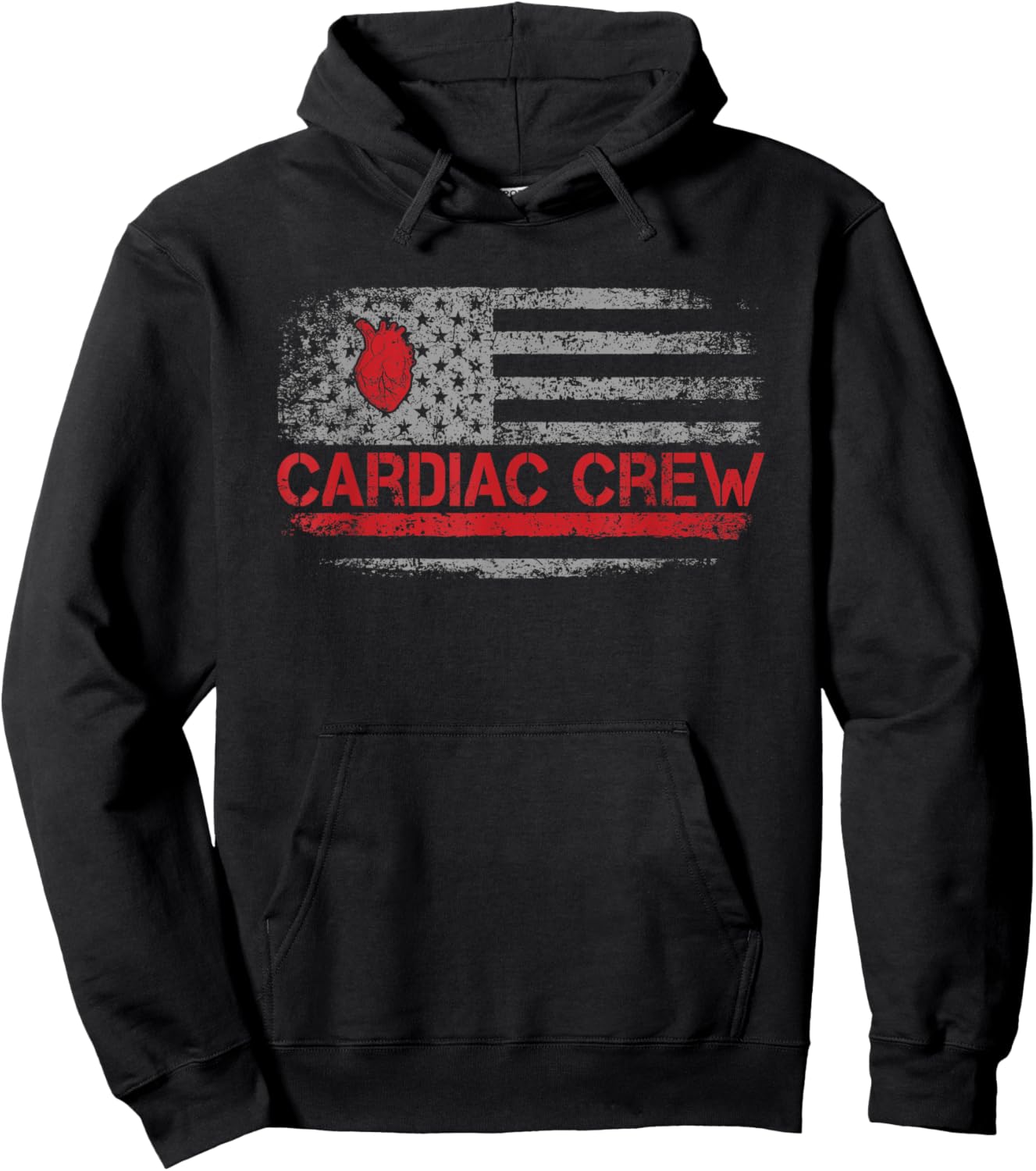 US American Flag Cardiac Crew Cardiology Nurse Cardiologist Hoodie - Hoodie | Black