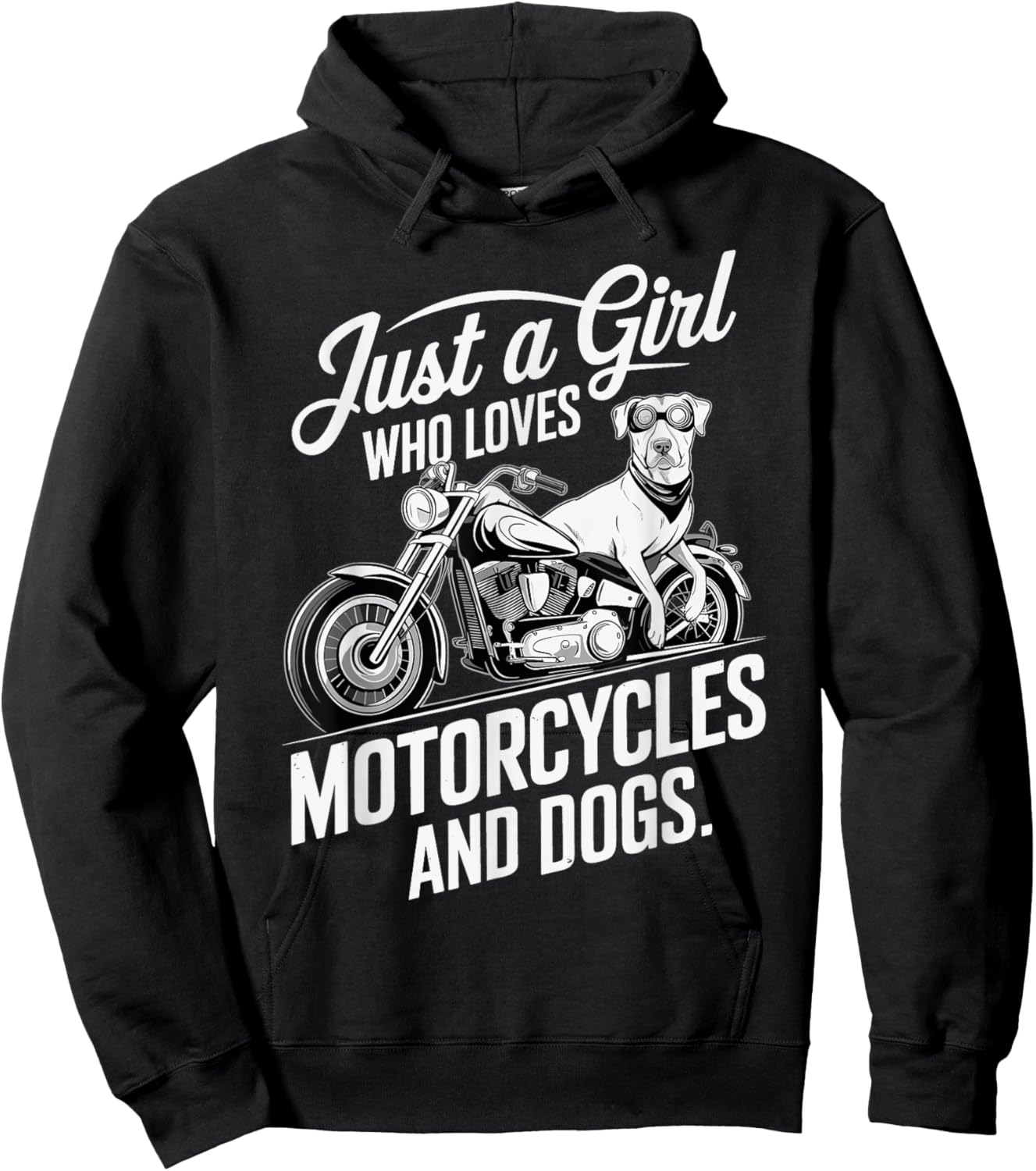 Just a Girl Who Loves Motorcycles and Dogs, Cute Girls Hoodie - Hoodie | Black