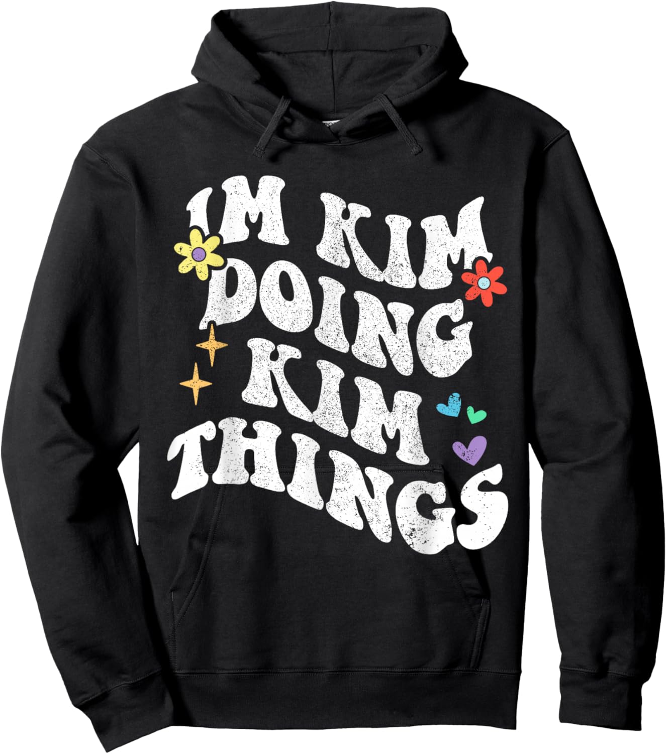 Retro Groovy Im Kim Doing Kim Things Funny Mother's Day Hoodie - Hoodie | Black