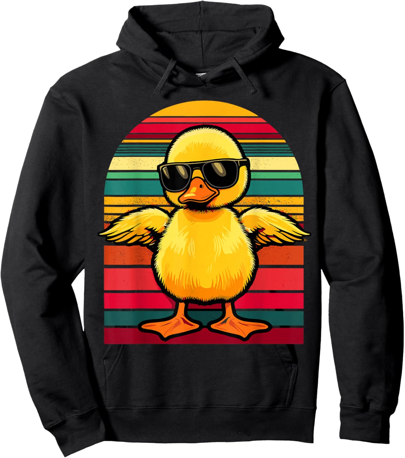 Yellow Duck in Sunglasses Retro Funny Duck Hoodie - Hoodie | Black
