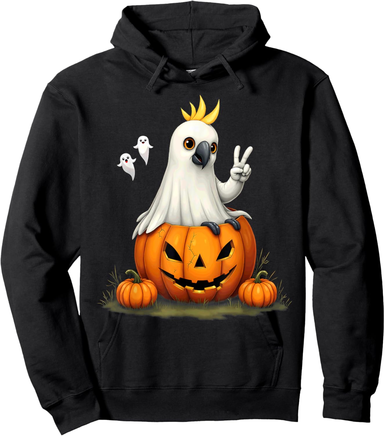Pumpkin Boo Ghost Cockatoo Halloween Costume Hoodie - Hoodie | Black