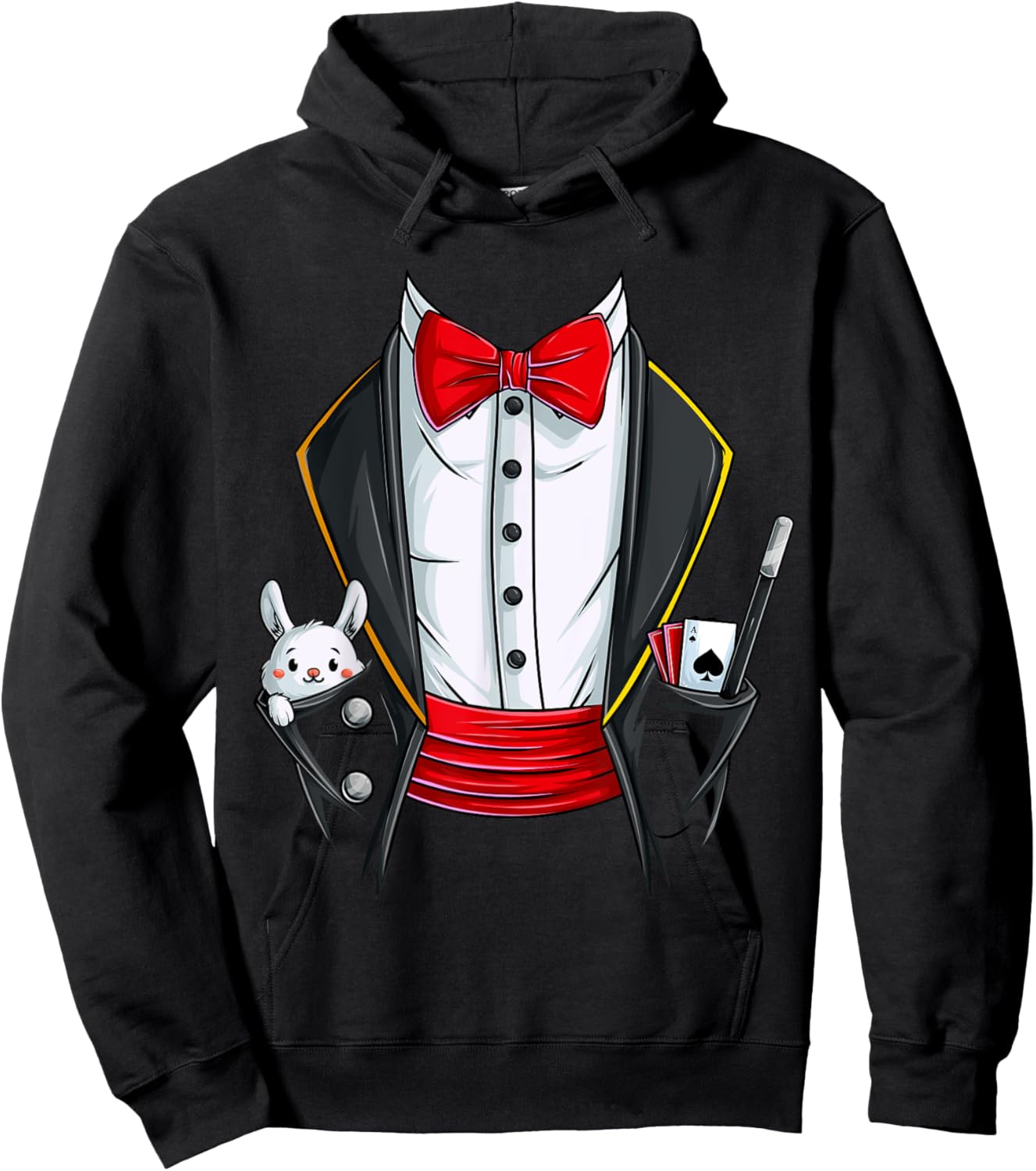 Magician Halloween Costume, Funny Rabbit Tuxedo Hoodie - Hoodie | Black