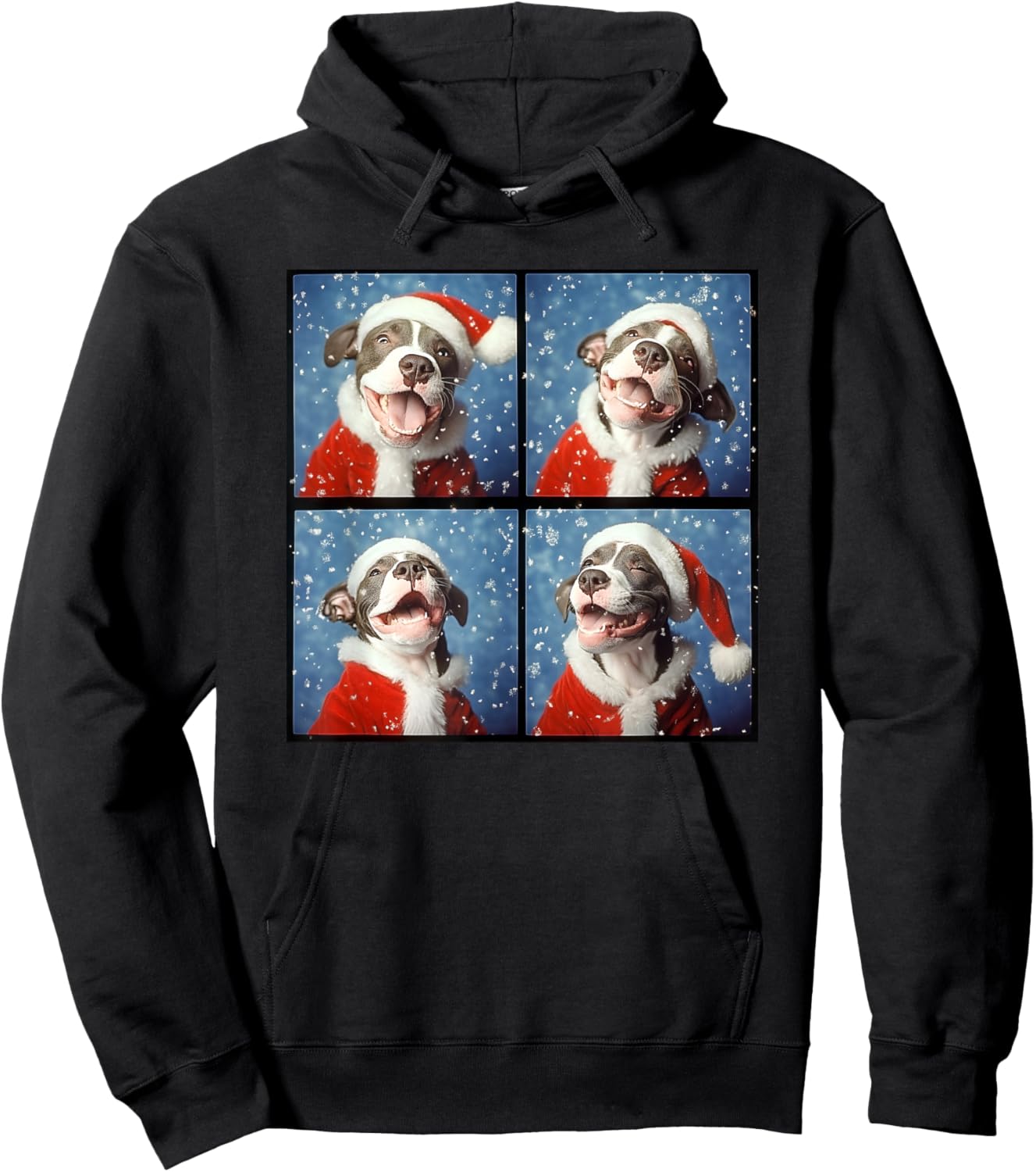 Pitbull Santa Hat Men Kids Women Christmas Pittie Hoodie - Hoodie | Black