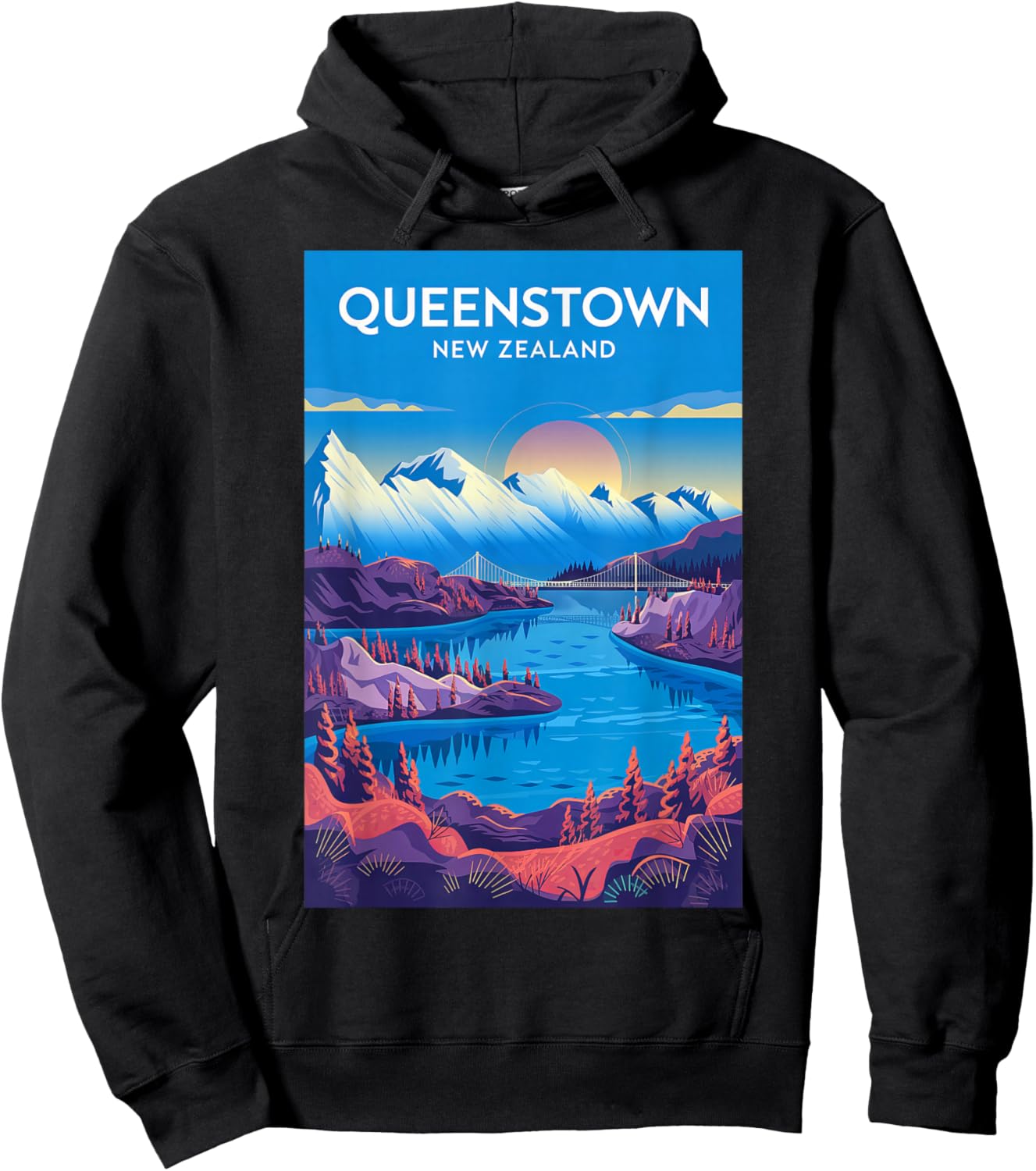 Queenstown New Zealand Travel Adventure Vintage Style Hoodie - Hoodie | Black