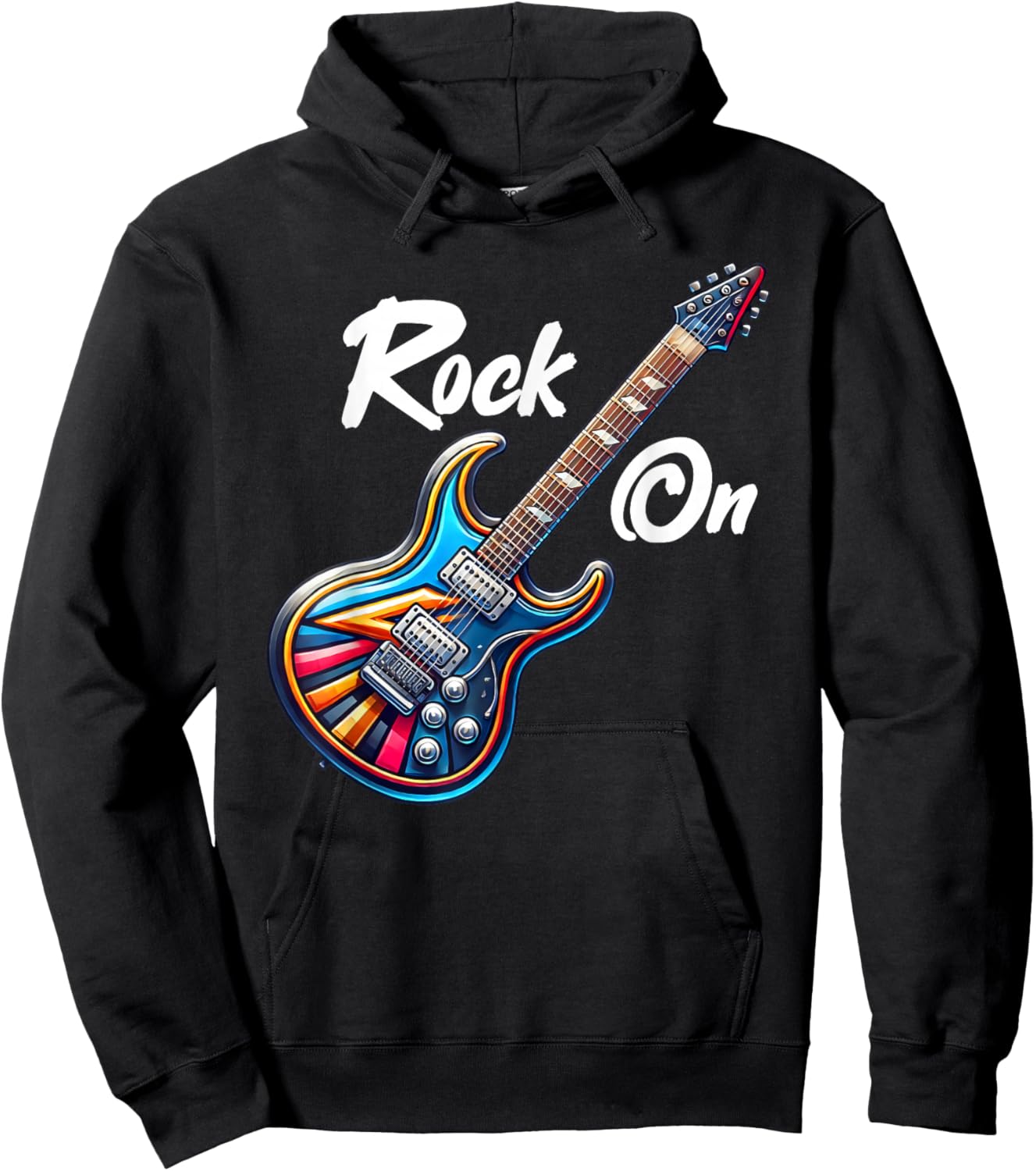 Rock On Guitar Band Funny Rock Guitar Player Girls Boys Kids Hoodie - Hoodie | Black