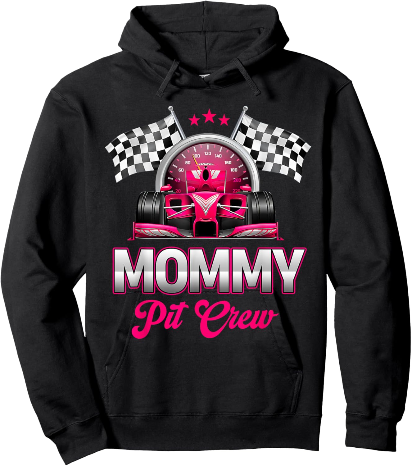 Mommy Pit Crew Race Car Birthday Girl Party Racing Family Hoodie - Hoodie | Black