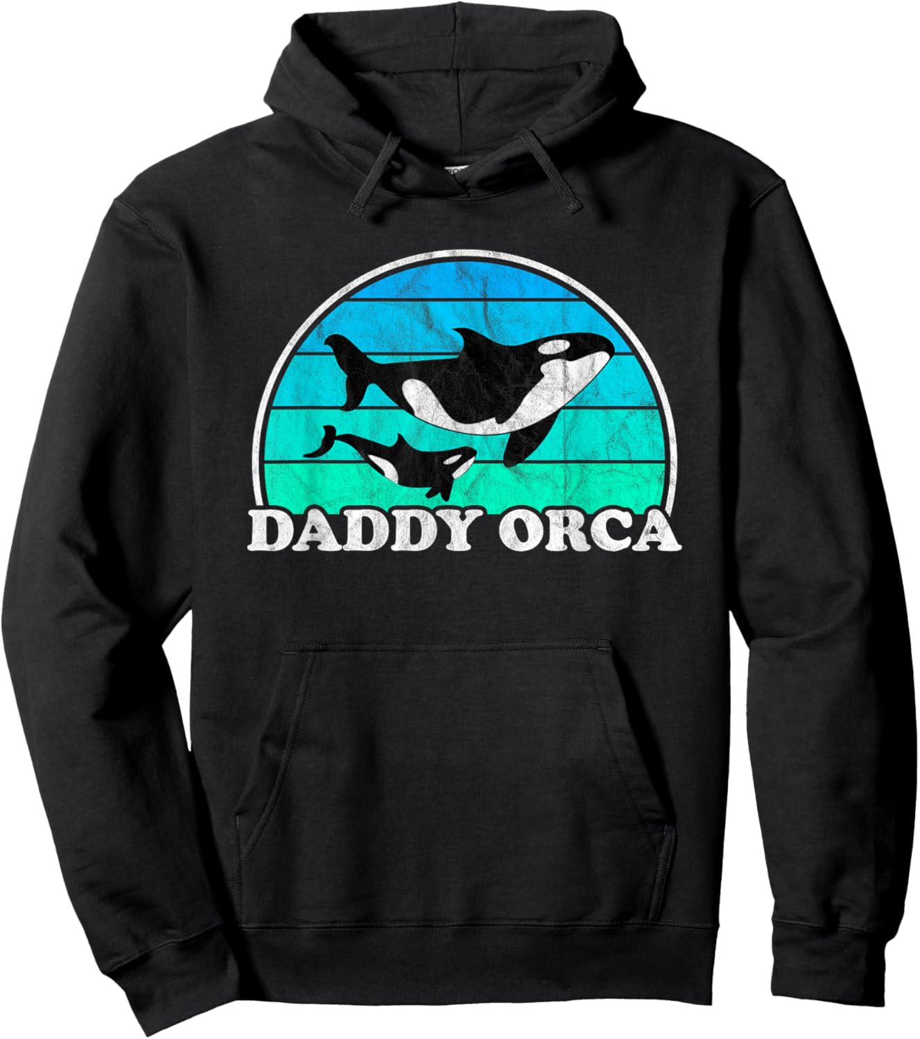 Daddy Orca - Orcas Whale Father Dad Retro Hoodie - Hoodie | Black