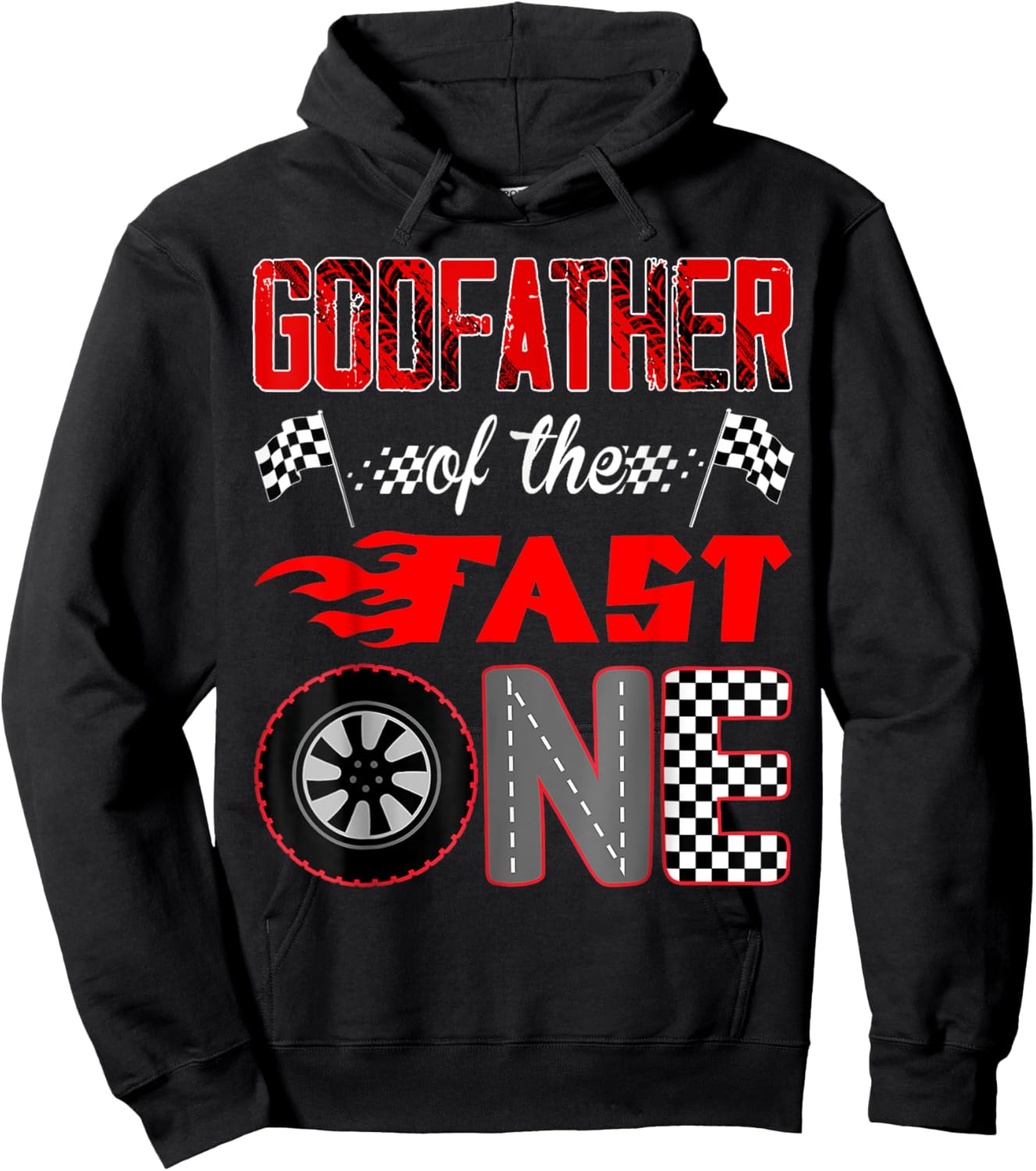 Godfather Of The Fast One First Birthday Racing Car Family Hoodie - Hoodie | Black