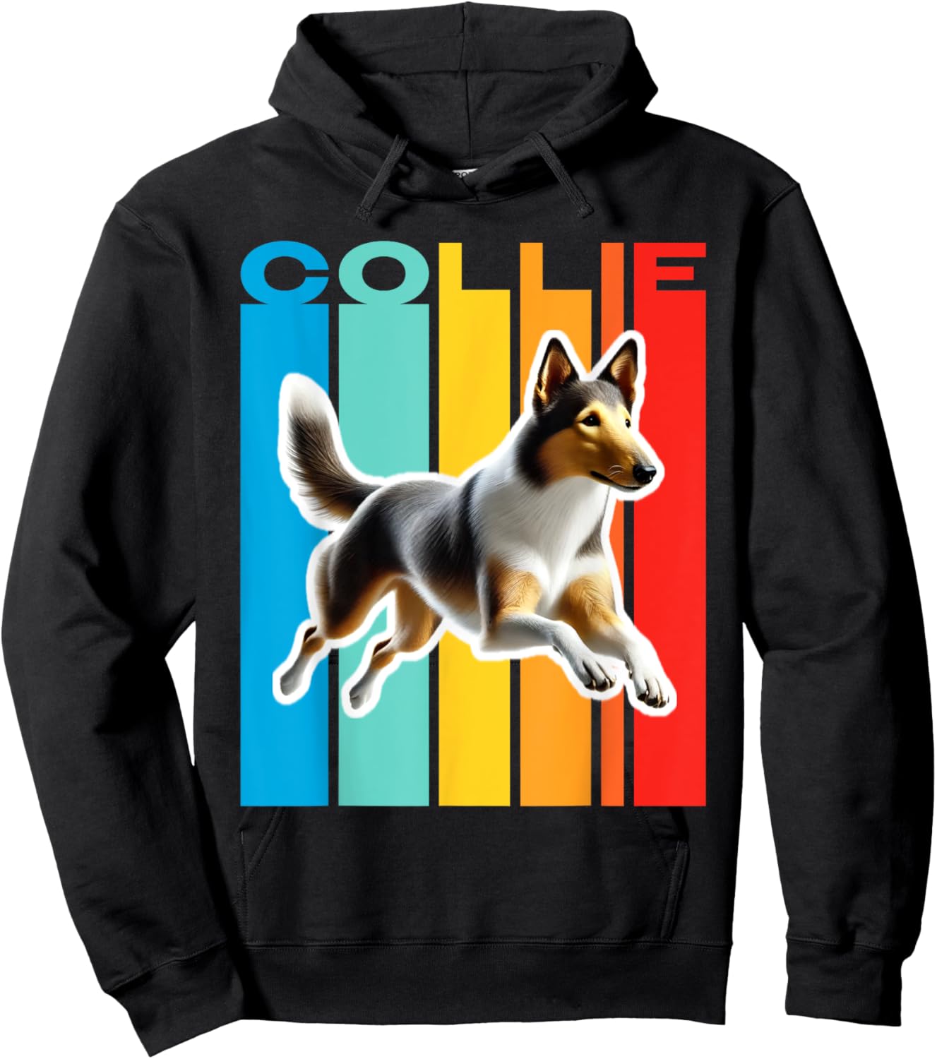 Colorful Smooth Collie Hoodie - Hoodie | Black
