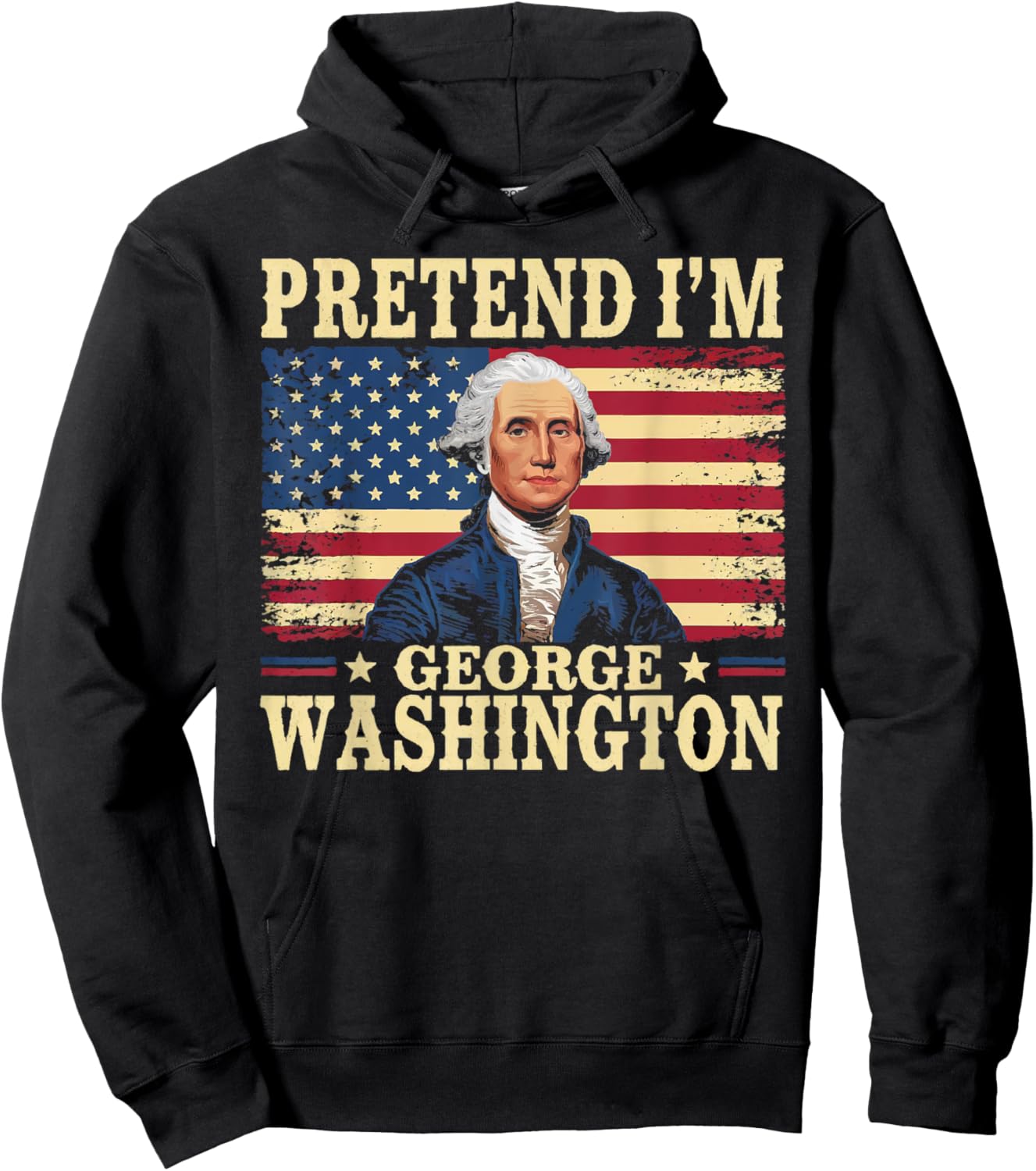 Pretend I'm George Washington Vintage Halloween Costume Hoodie - Hoodie | Black