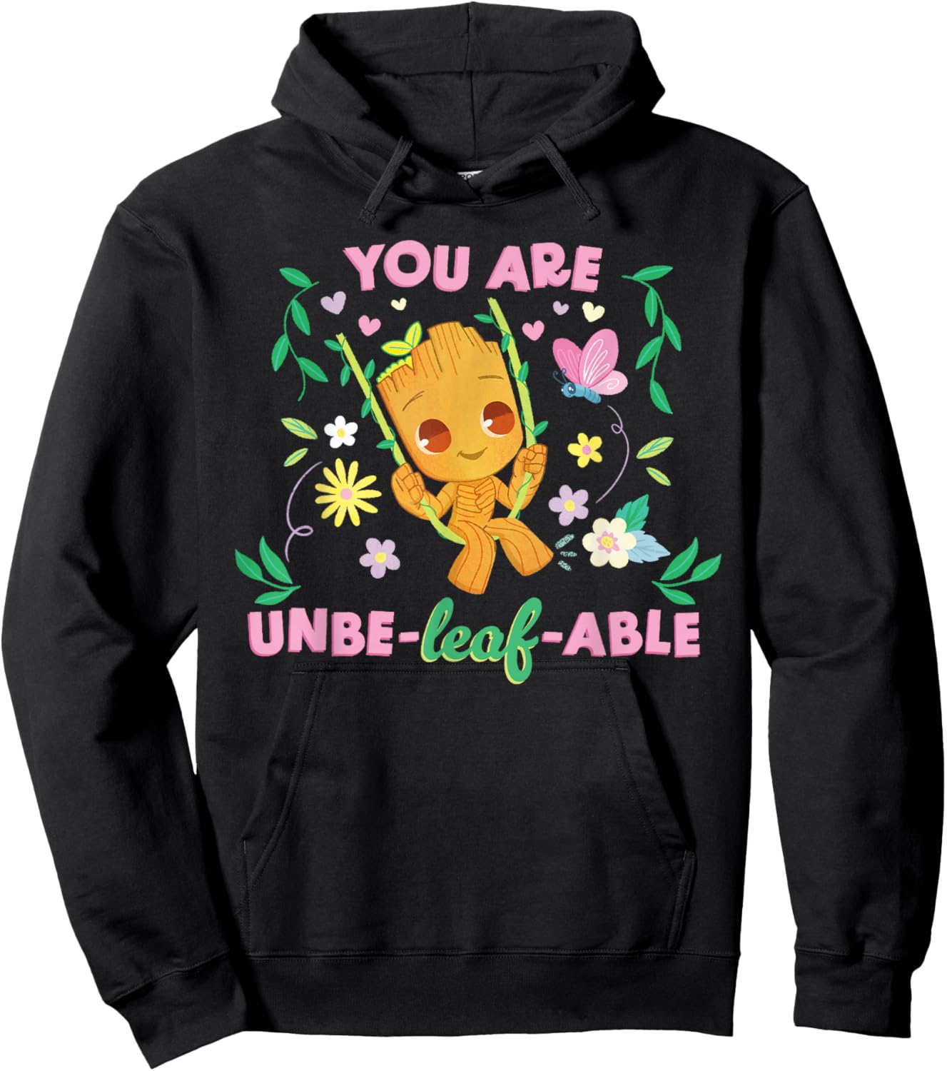 Marvel Valentine’s Day Spring Groot You are Unbe-LEAF-able Hoodie - Hoodie | Black