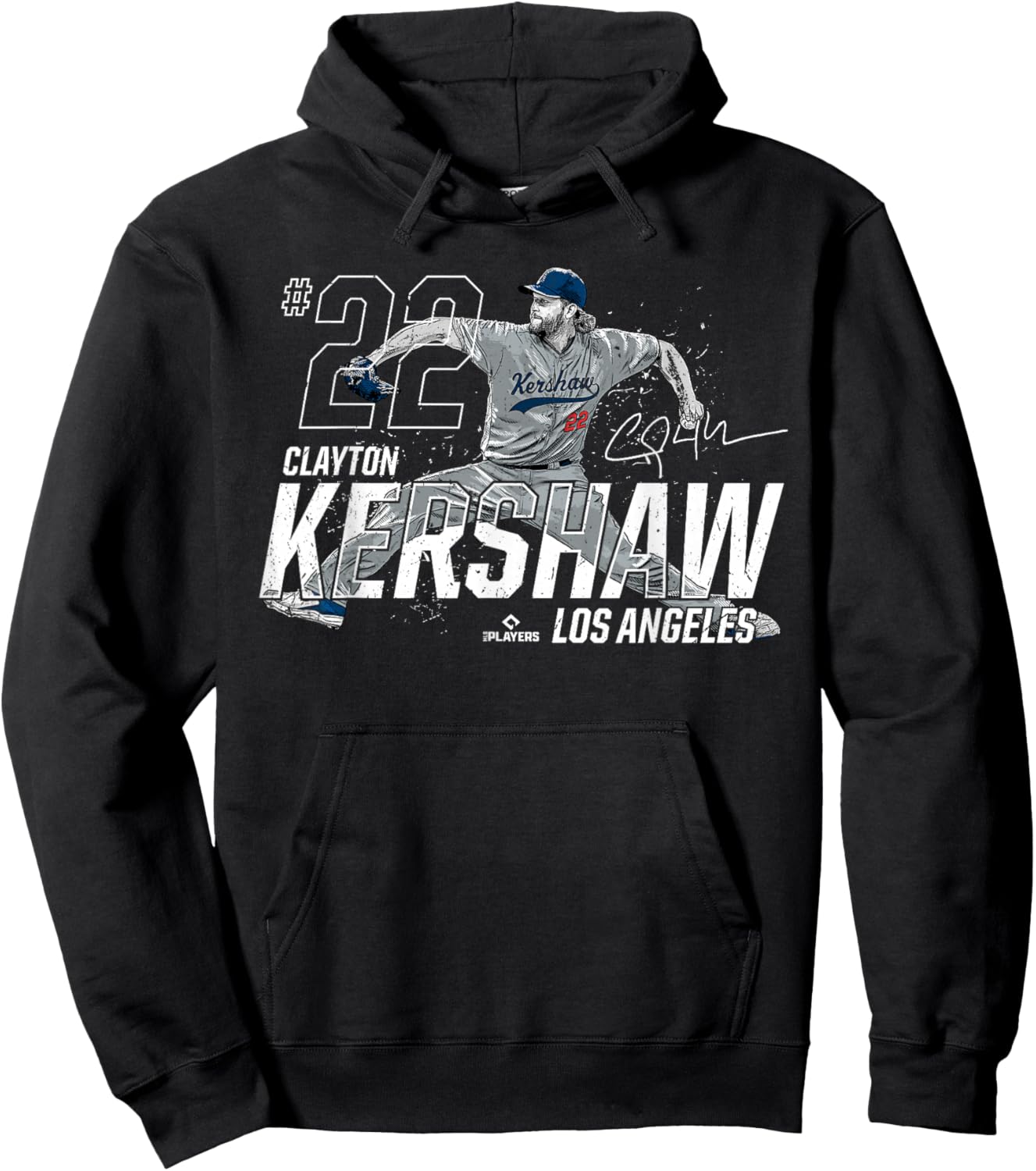 Dynamic Pose Clayton Kershaw Los Angeles Baseball MLBPA Hoodie - Hoodie | Black